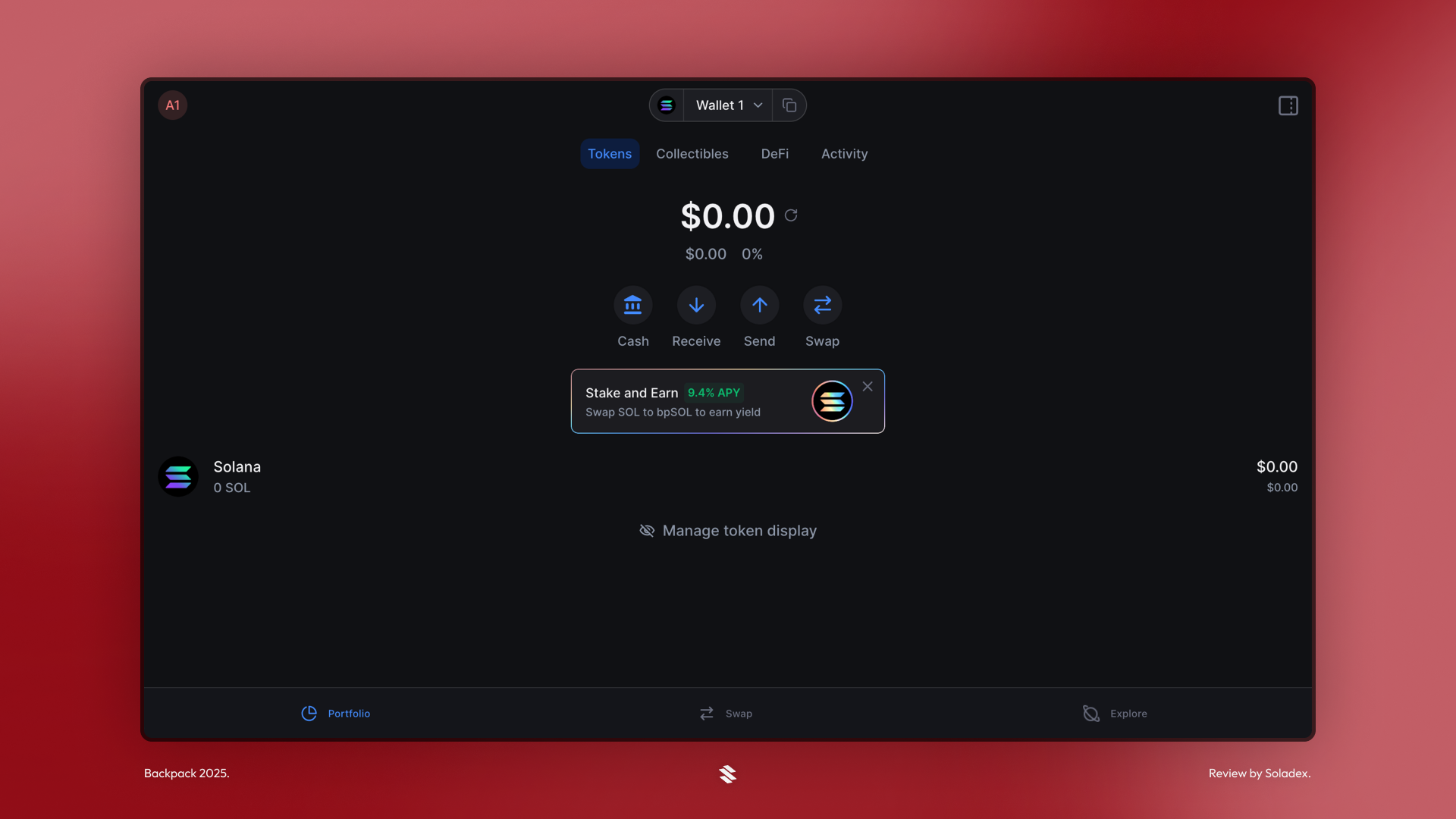 Fullscreen wallet view
