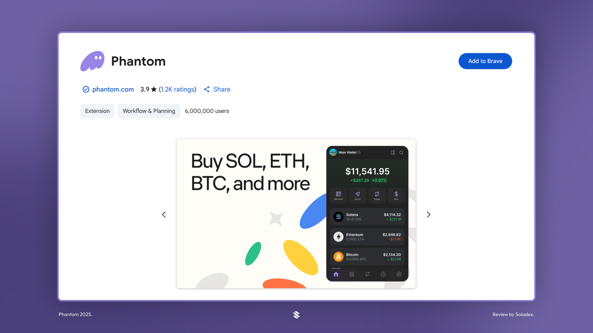 Downloading Phantom wallet from the chrome store.