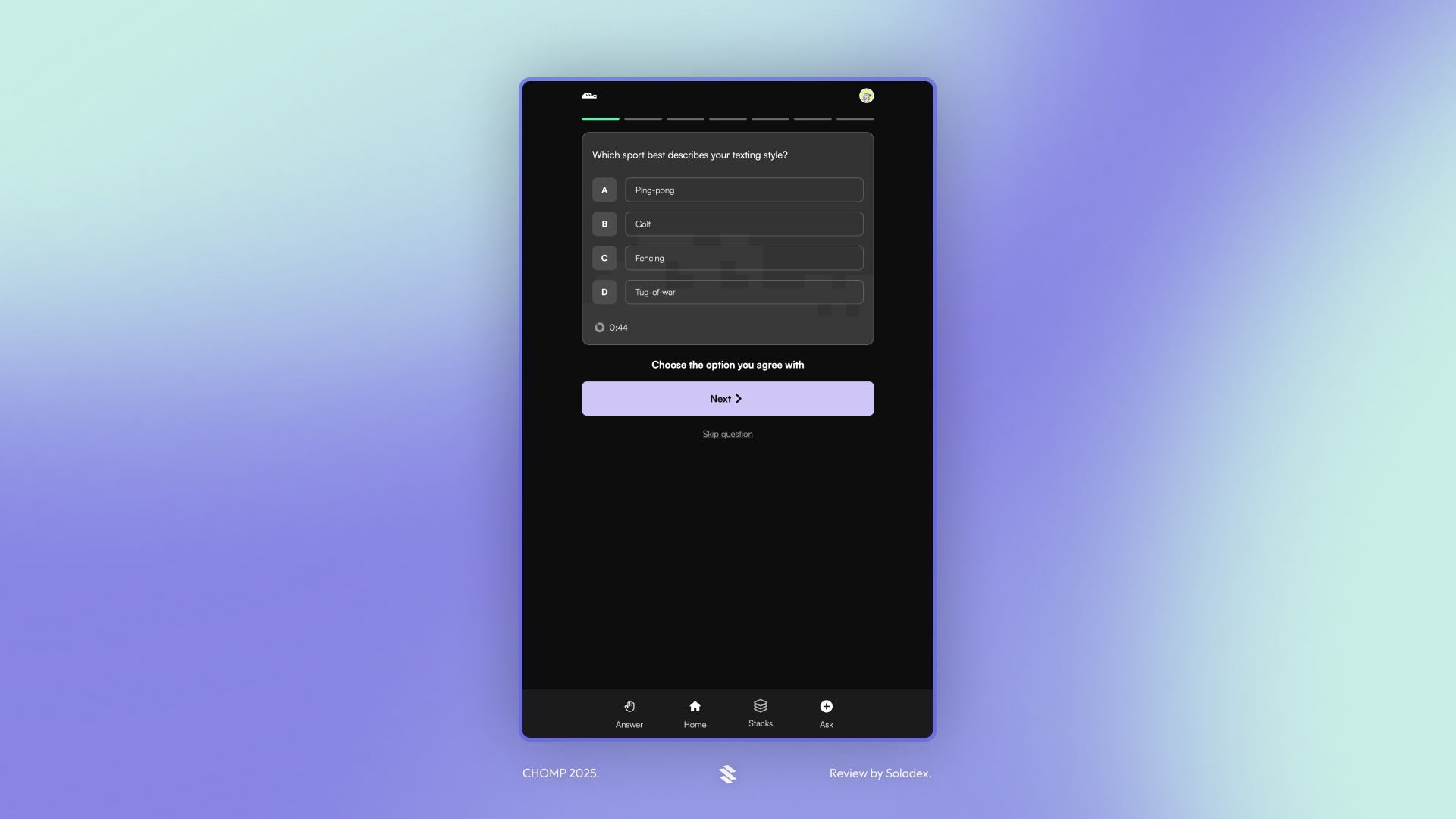 Selecting options in CHOMP poll