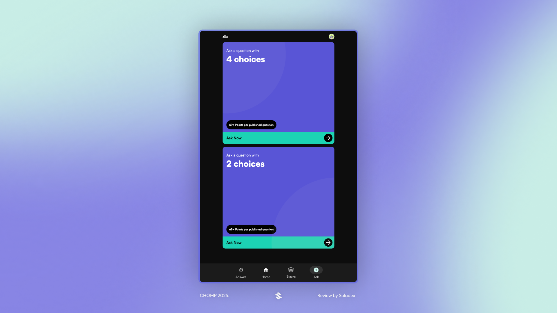Creating questions on CHOMP