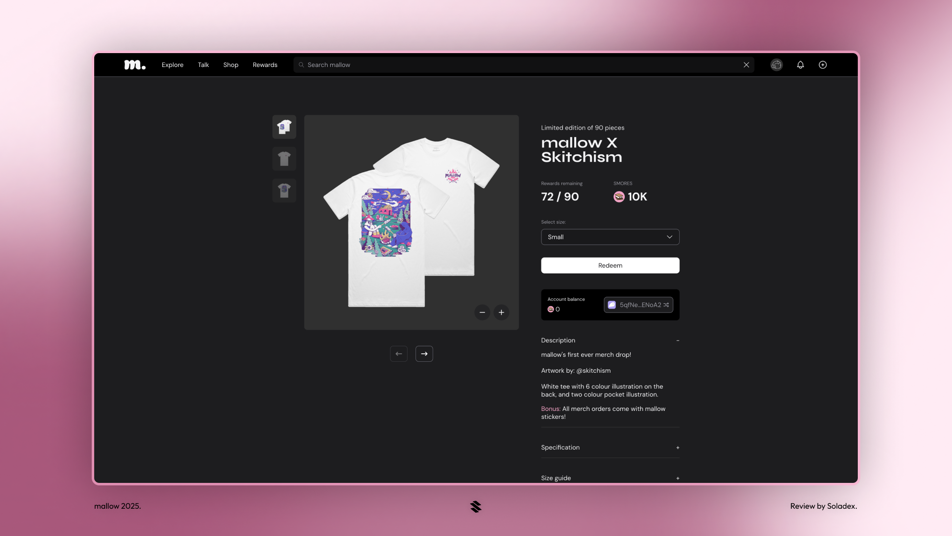 Ordering the Skitchism shirt off of the mallow shop