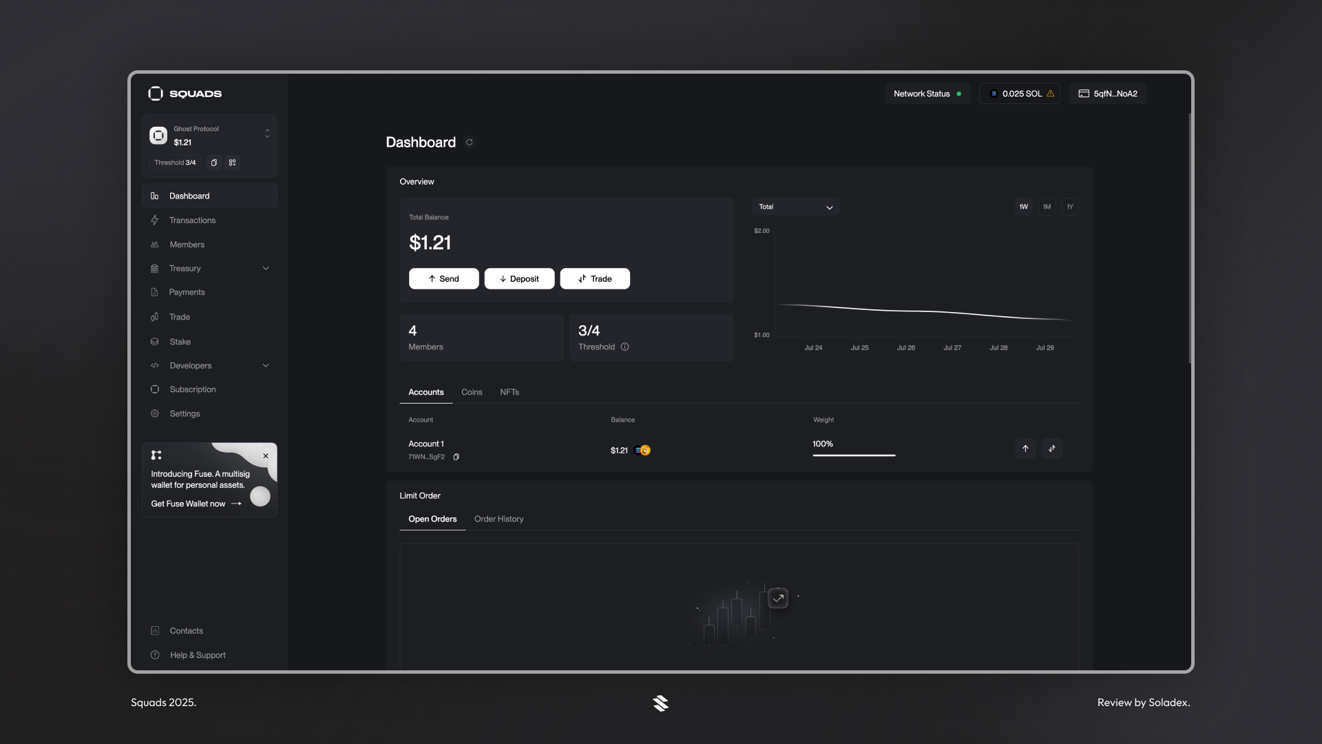 Squads DAO dashboard on Solana