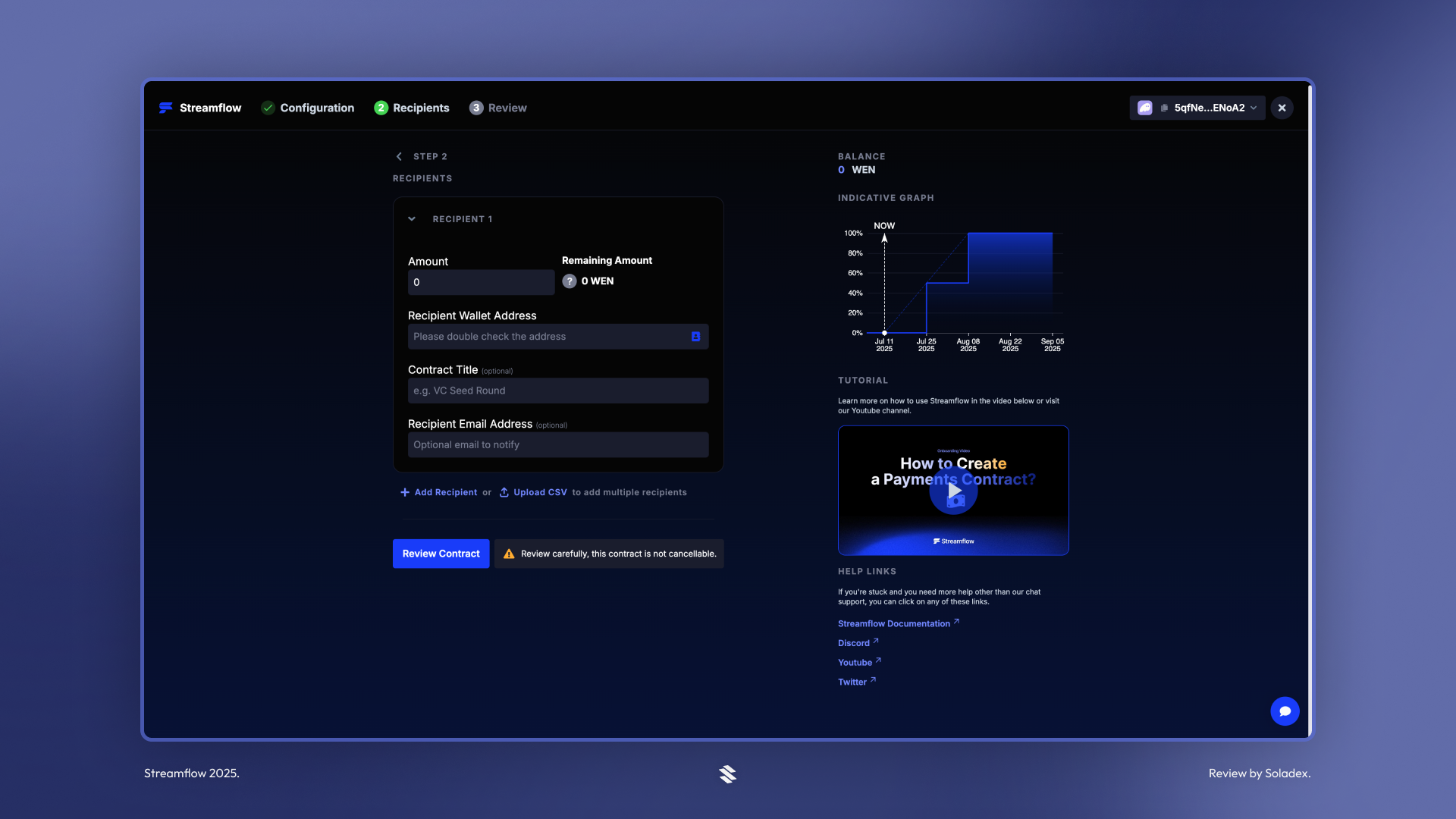 Payments configuration screen.