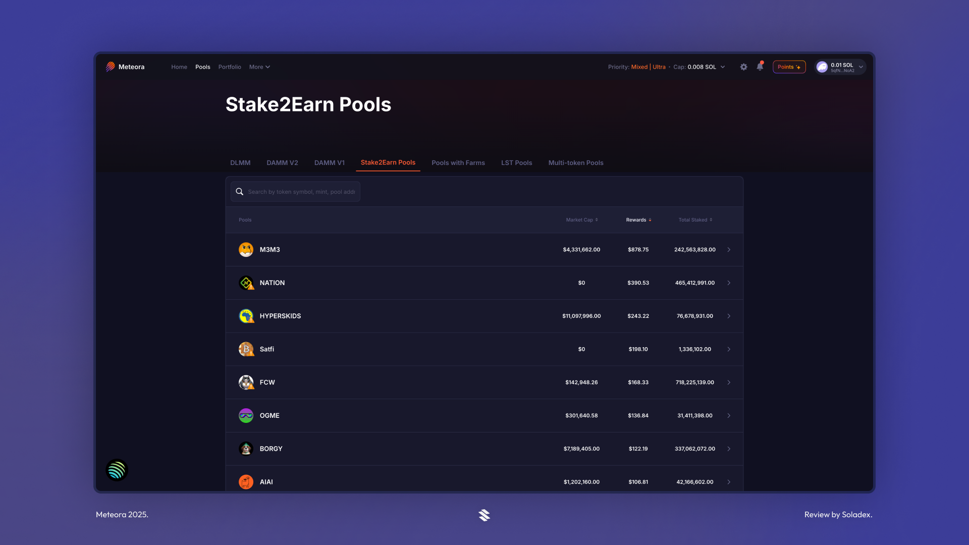 Stake 2 Earn pools on meteora
