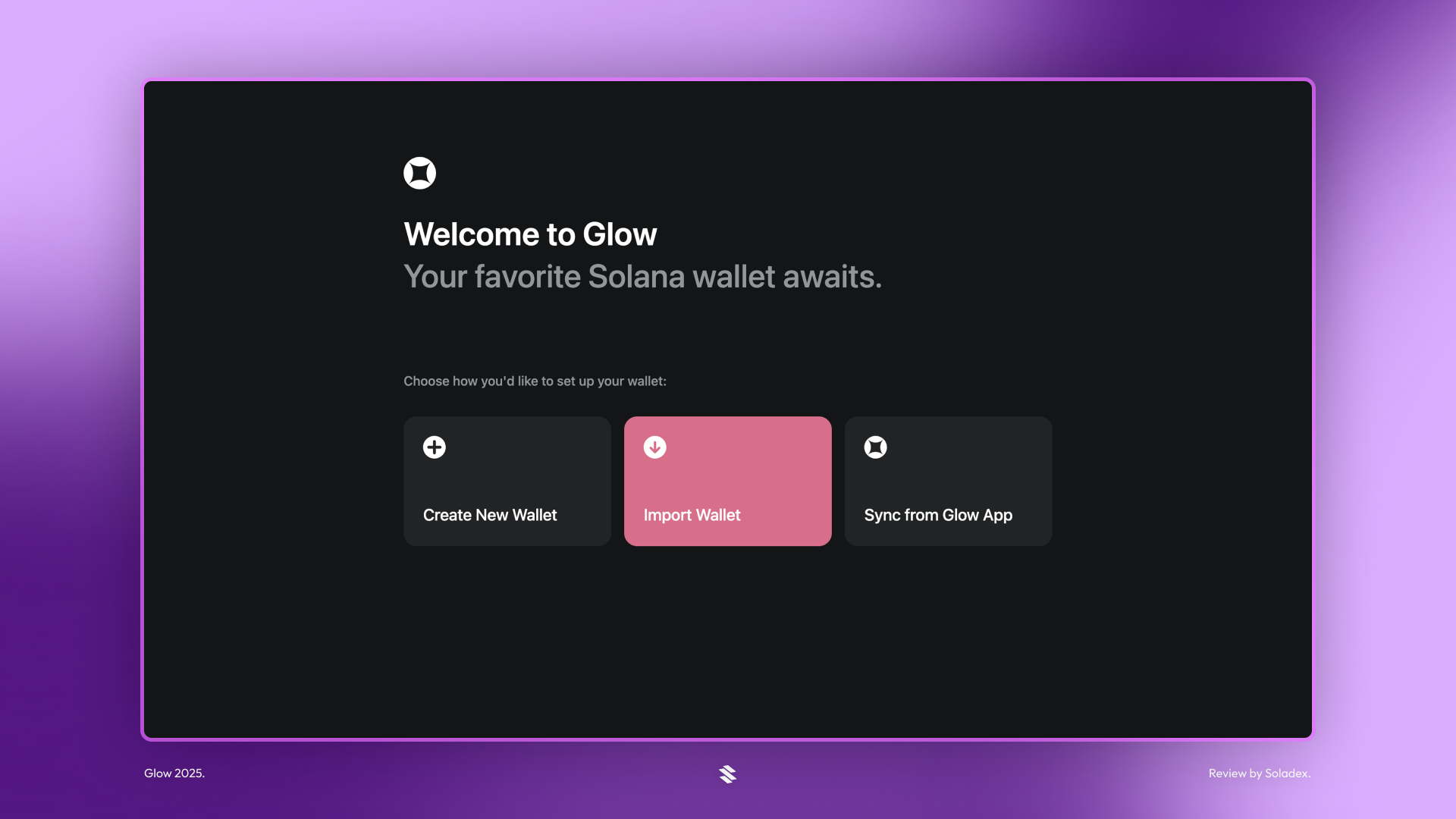 Importing an existing wallet into Glow