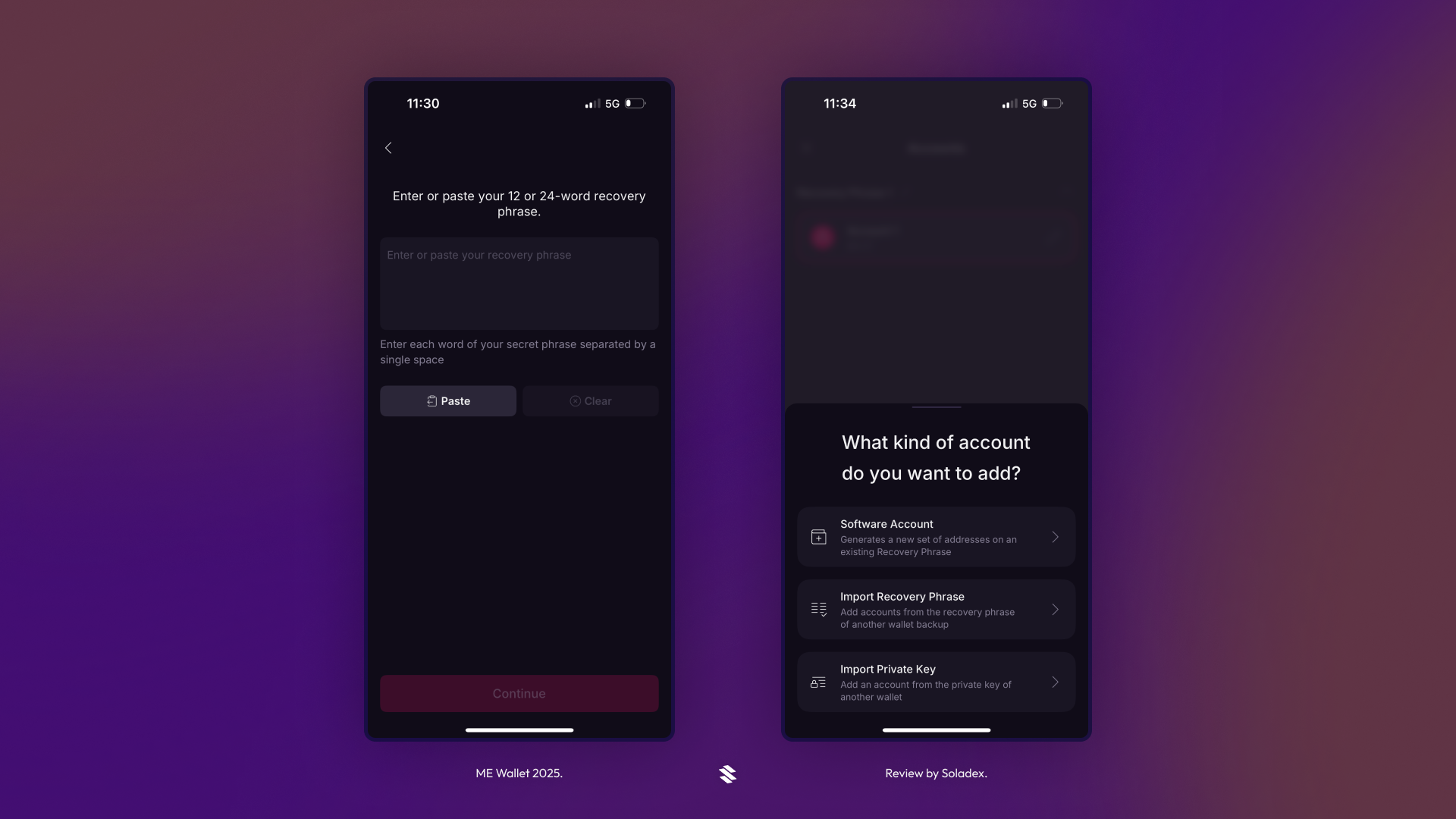 Importing a wallet with a 12 or 24 word seed phrase