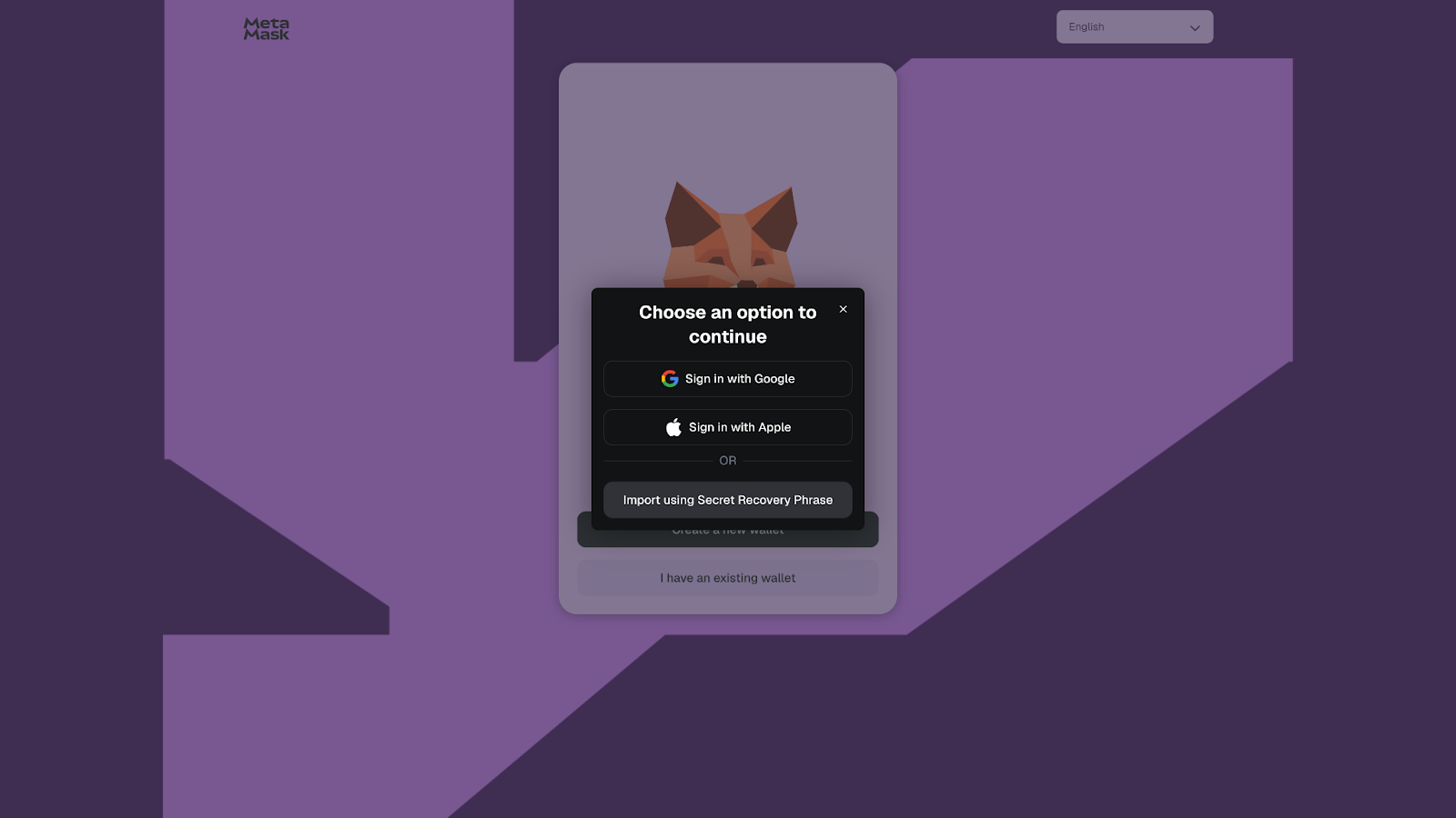 The one-click sign on feature offering Google and Apple