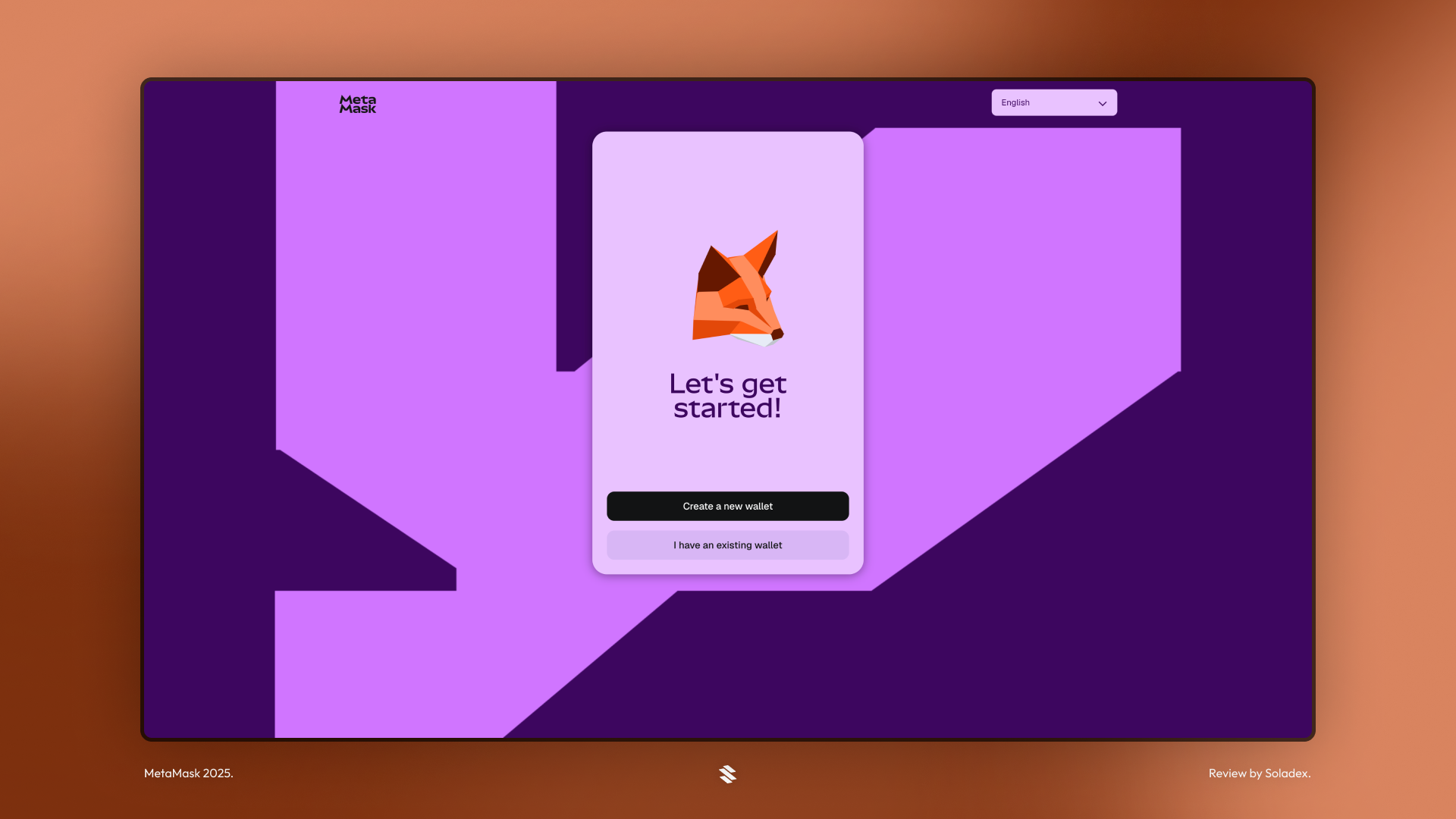The let's get started page on MetaMask