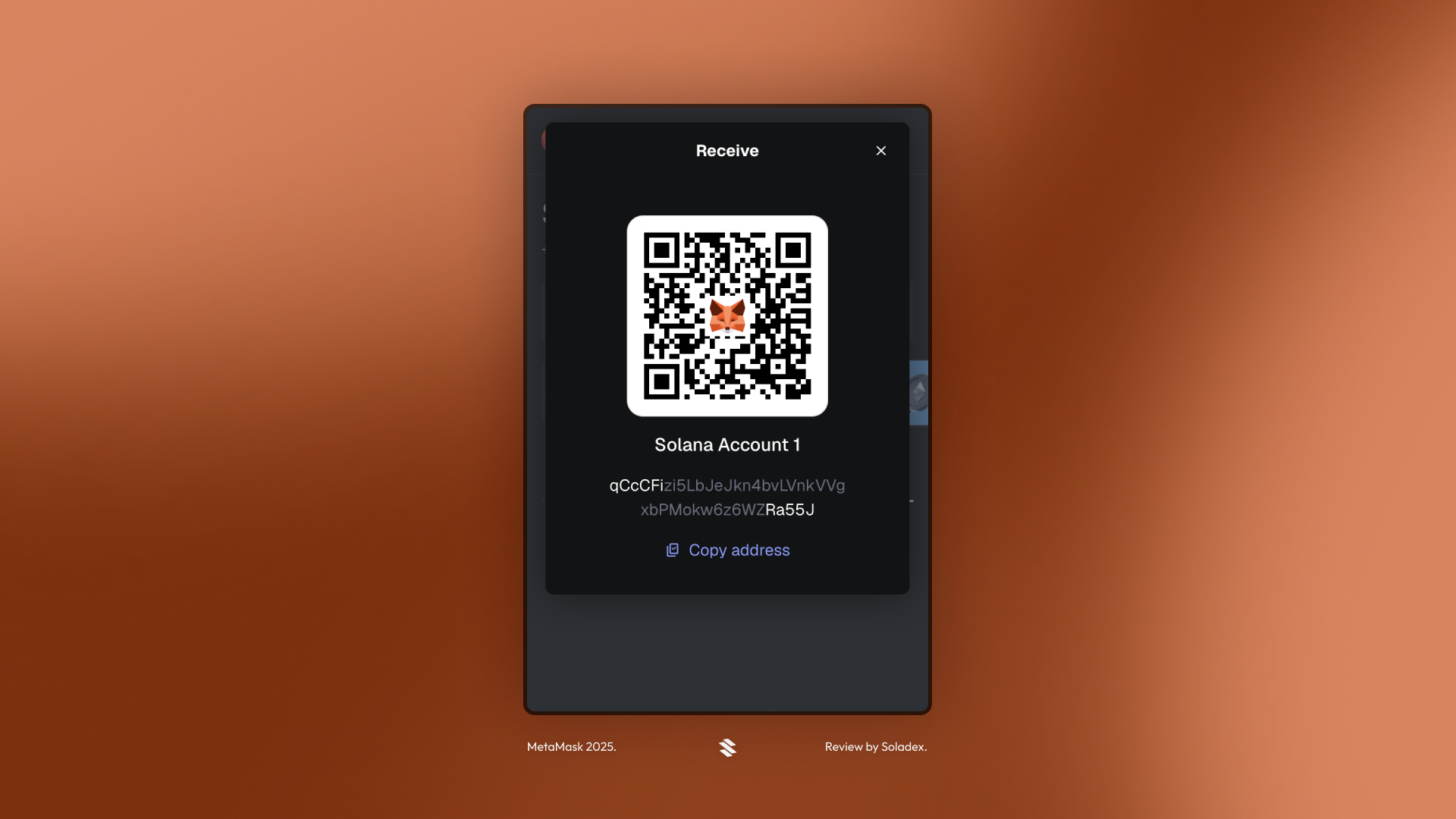 Receiving crypto with MetaMask via a QR code
