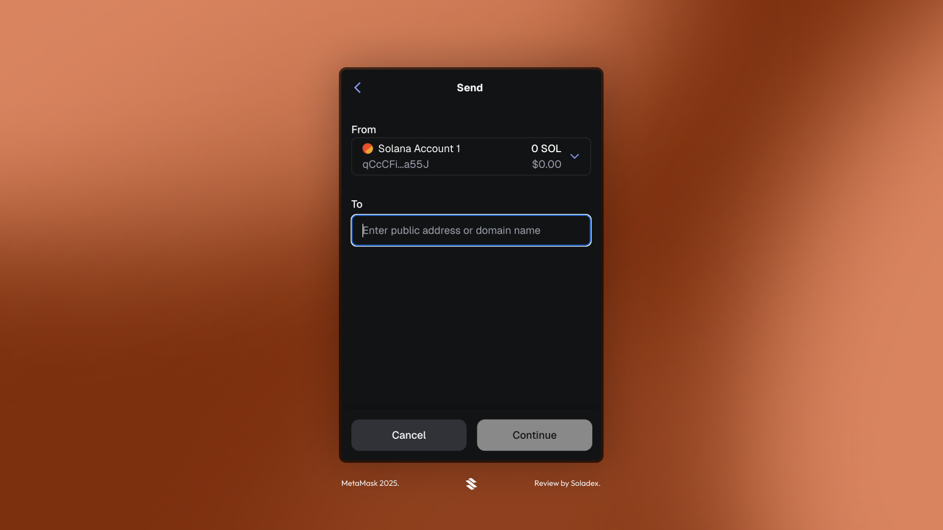 Sending $SOL with MetaMask