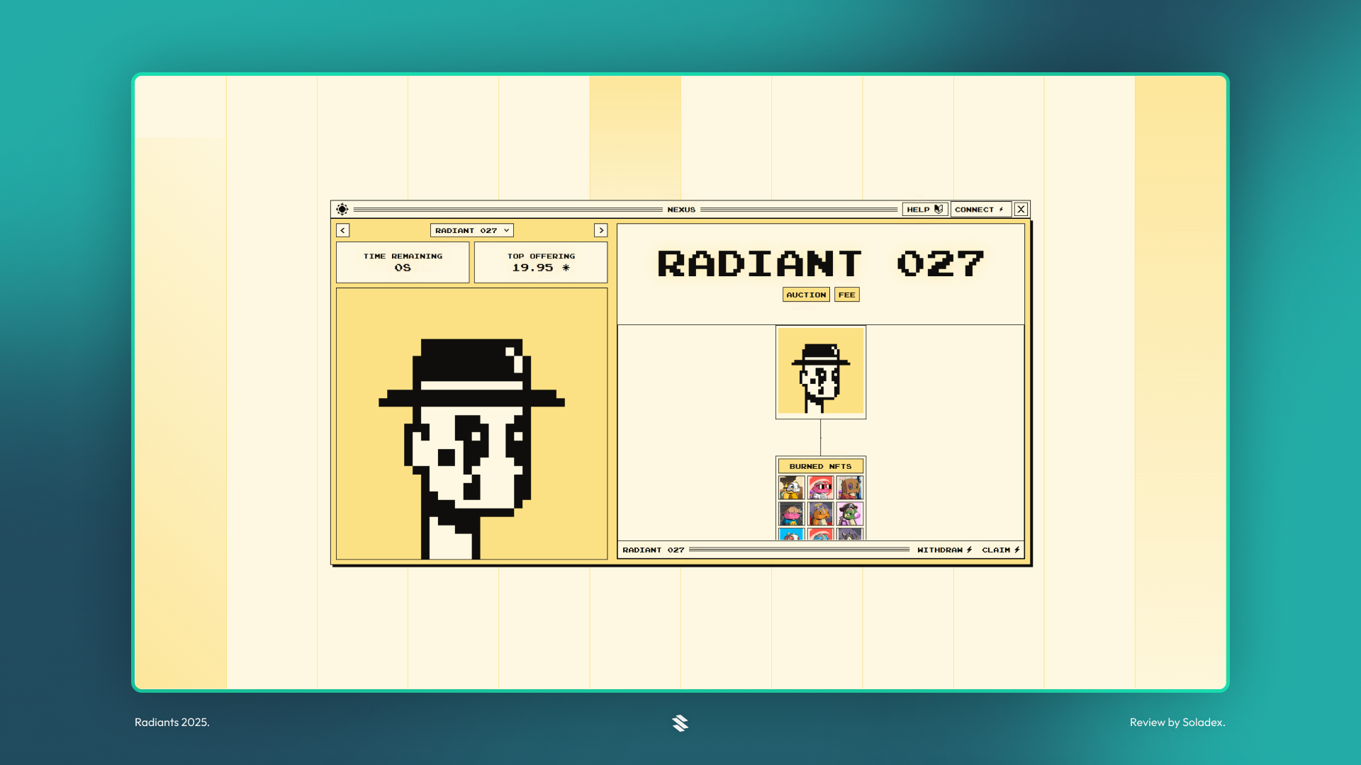 A view of the Radiants burn-to-bid system showing NFT number 27