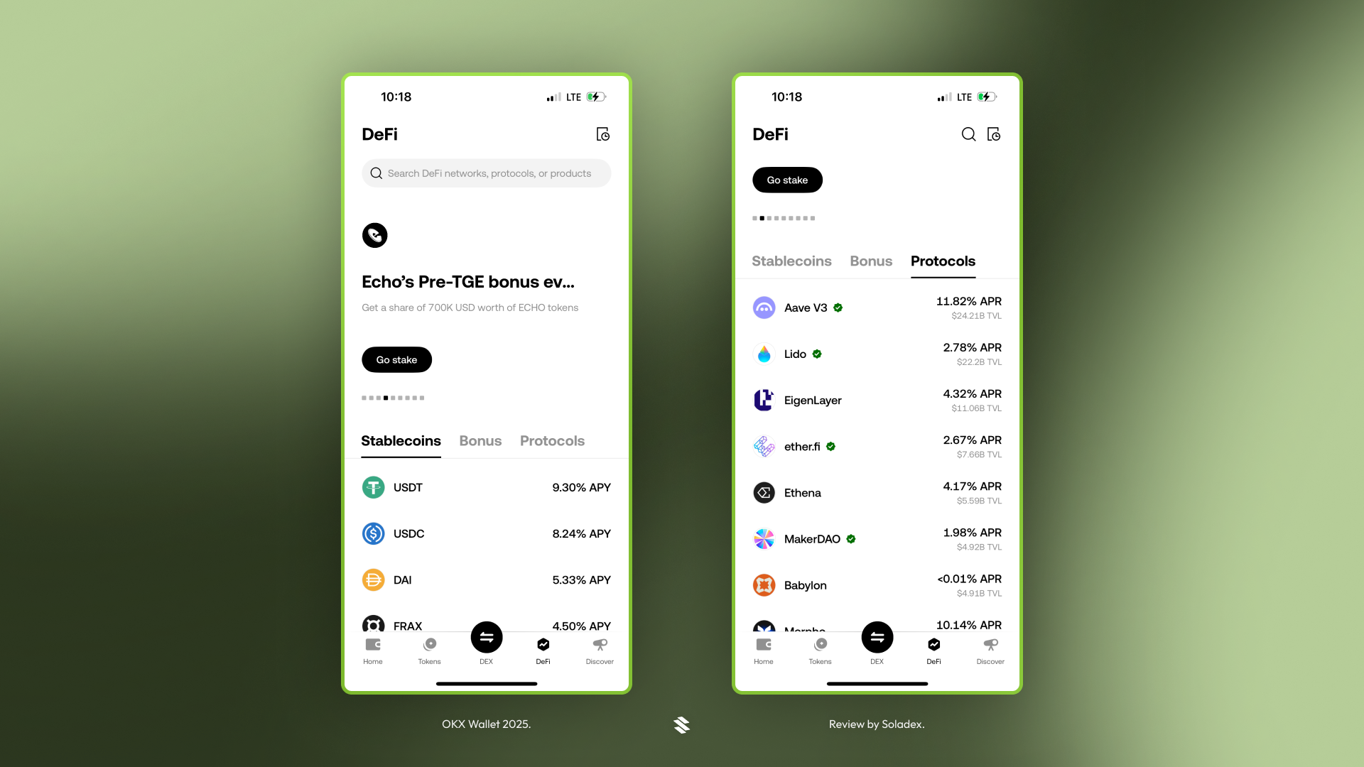 The DeFi tab inside OKX wallet showing available apps and protocols to browse and interact with.