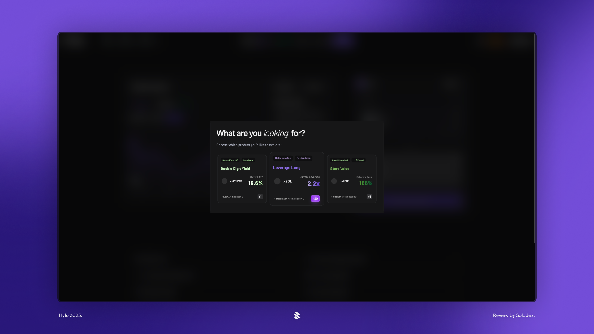 A prompt allowing the user to select which products they are interested in