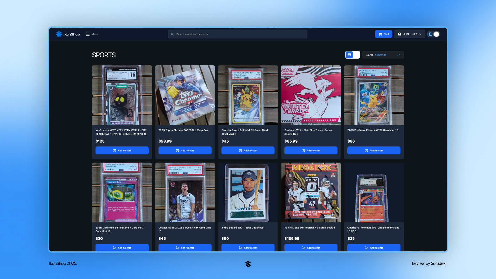 A Web2 business using IkonShop to sell trading cards