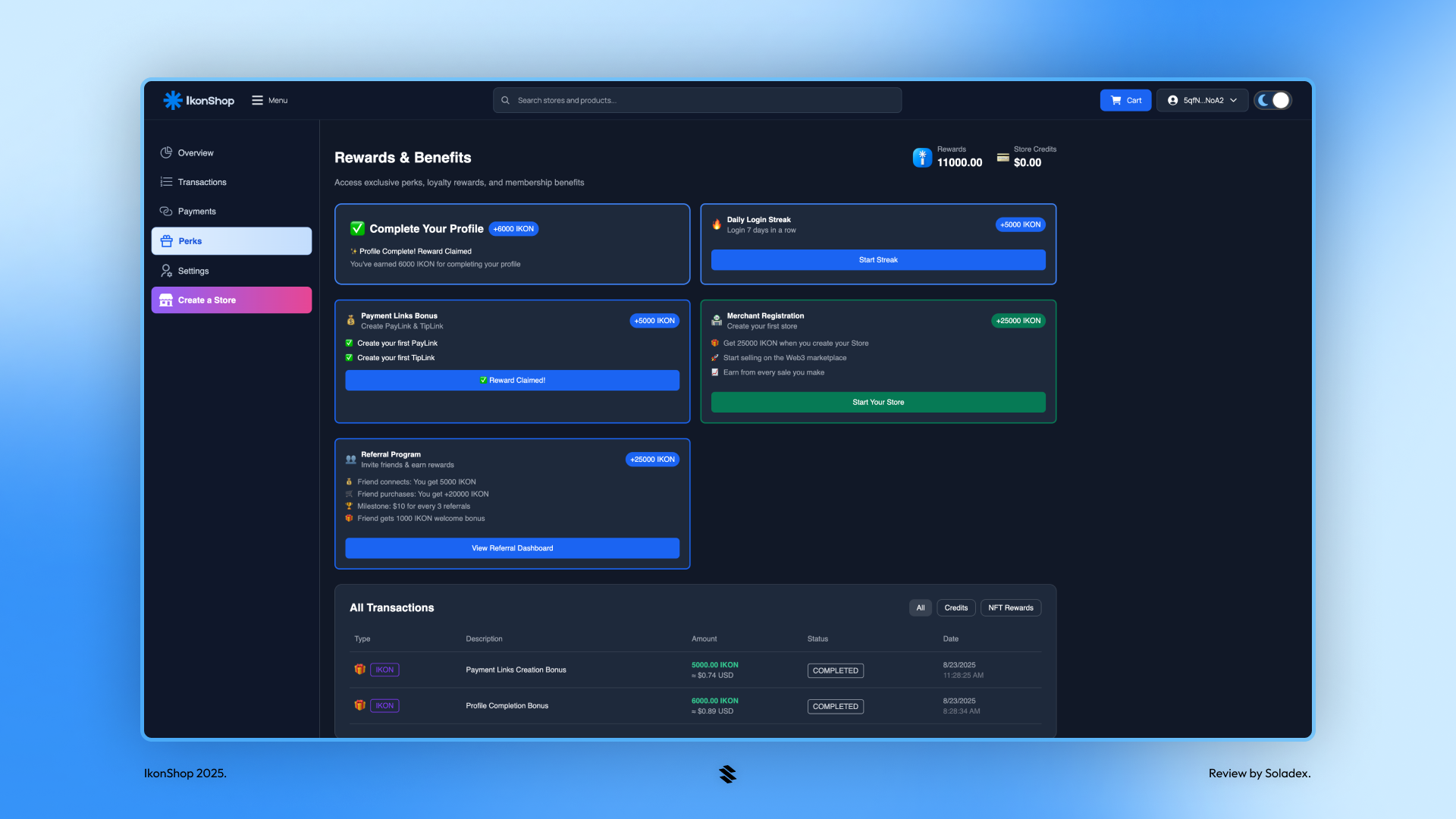 A view of the IkonShop rewards screen