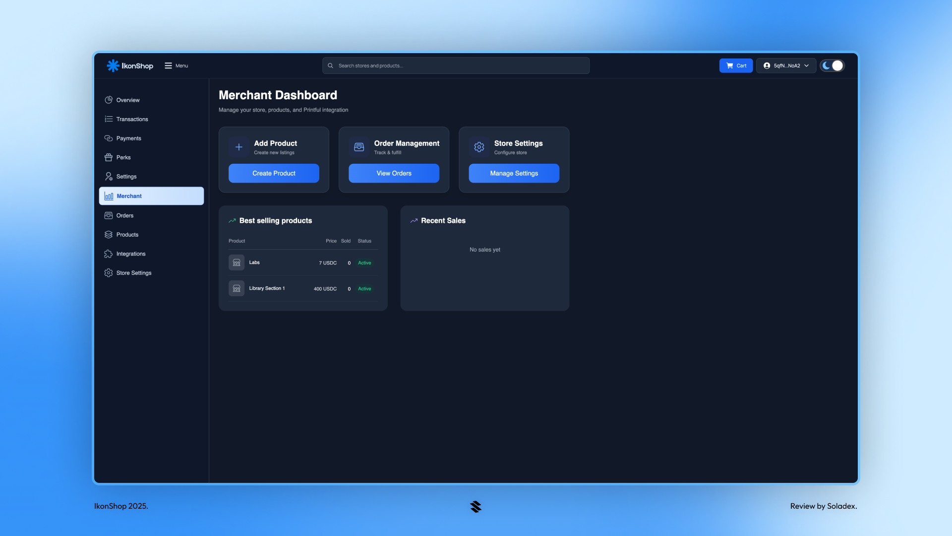 The IkonShop merchant dashboard