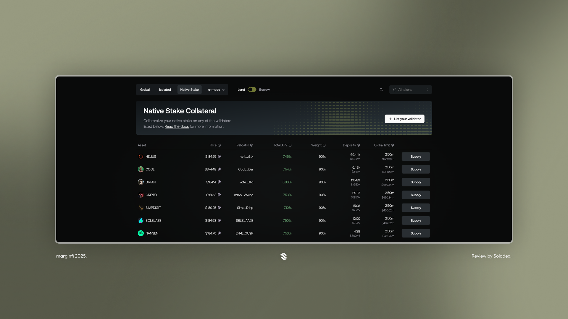 Marginfi's native stake market lets users deposit LSTs as collateral