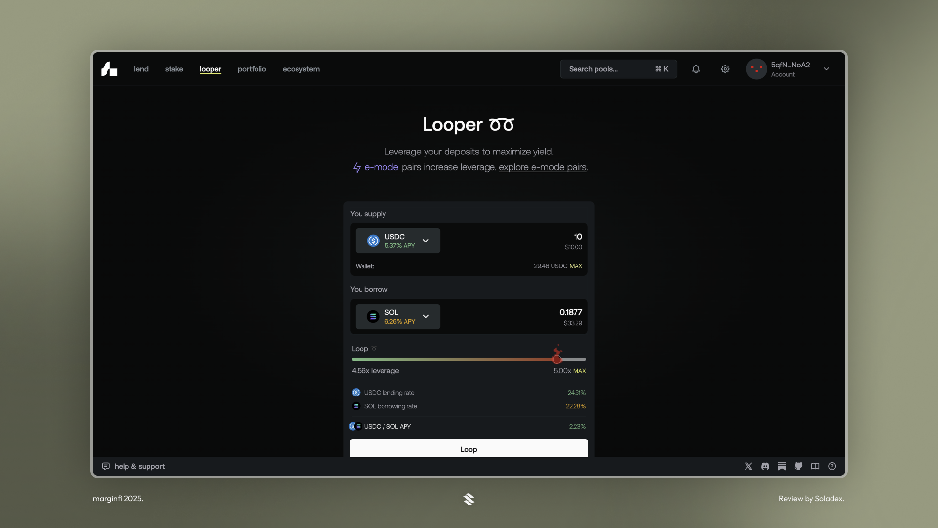 The looper feature on marginfi that lets users leverage their deposits as collateral to borrow additional assets.