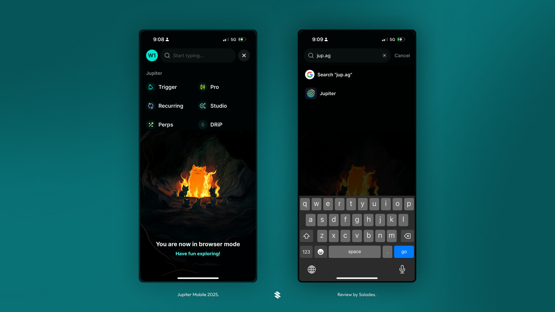 Inside the Jupiter Mobile browser, where users can access dapps directly