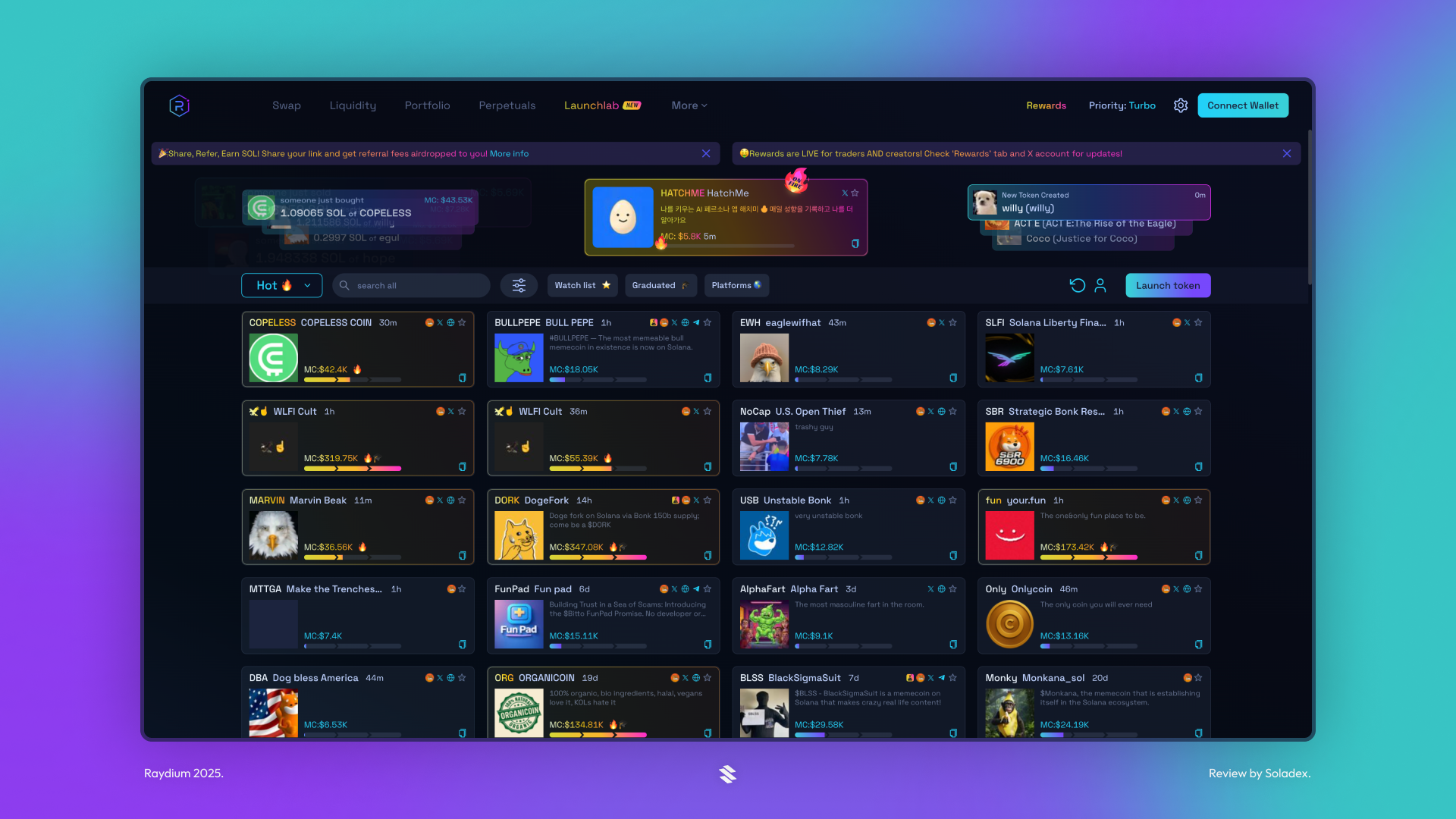 The Raydium launchpad allows users to launch their own memecoins