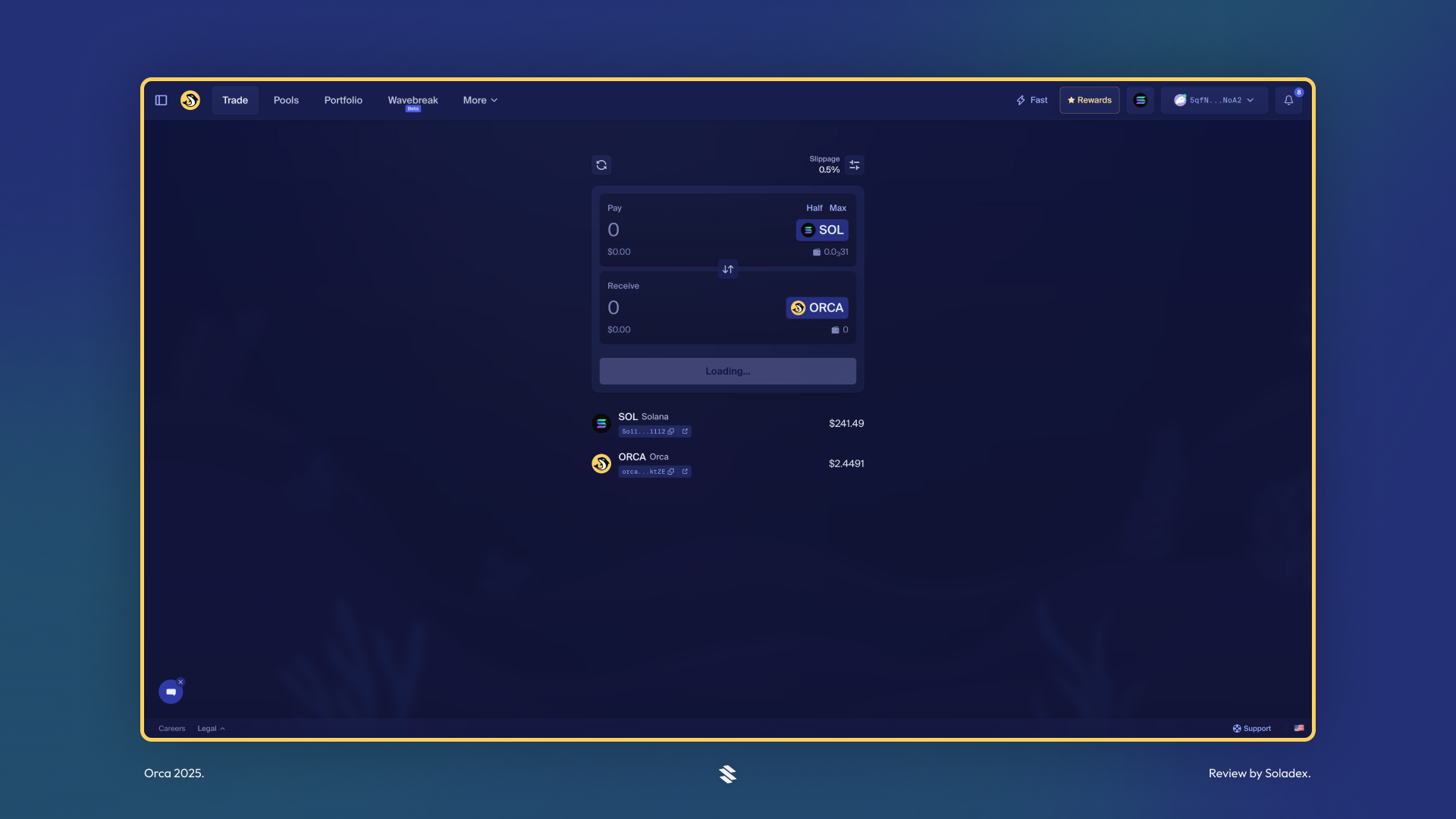 The Orca home screen