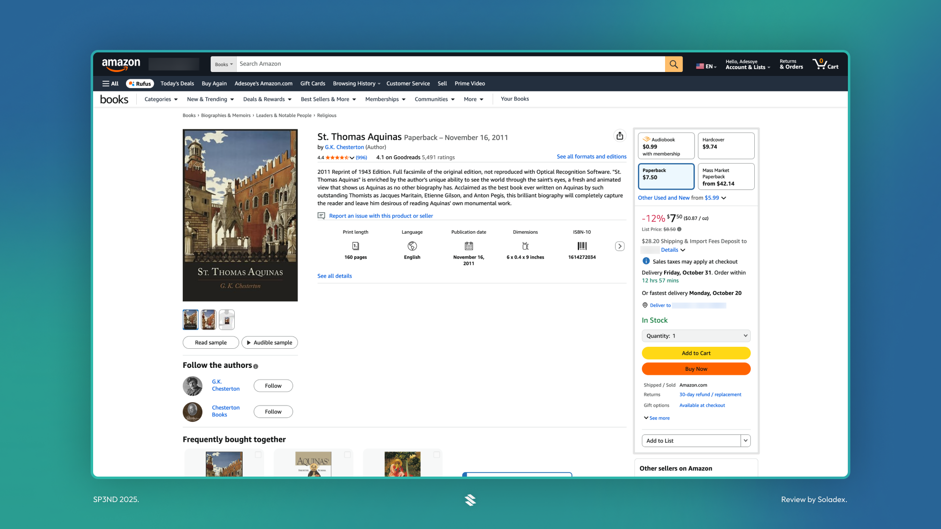 Ordering a book from Amazon using the SP3ND protocol