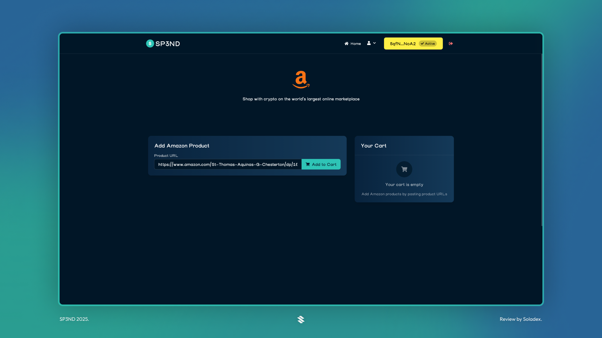 Adding an Amazon product to our cart on SP3ND