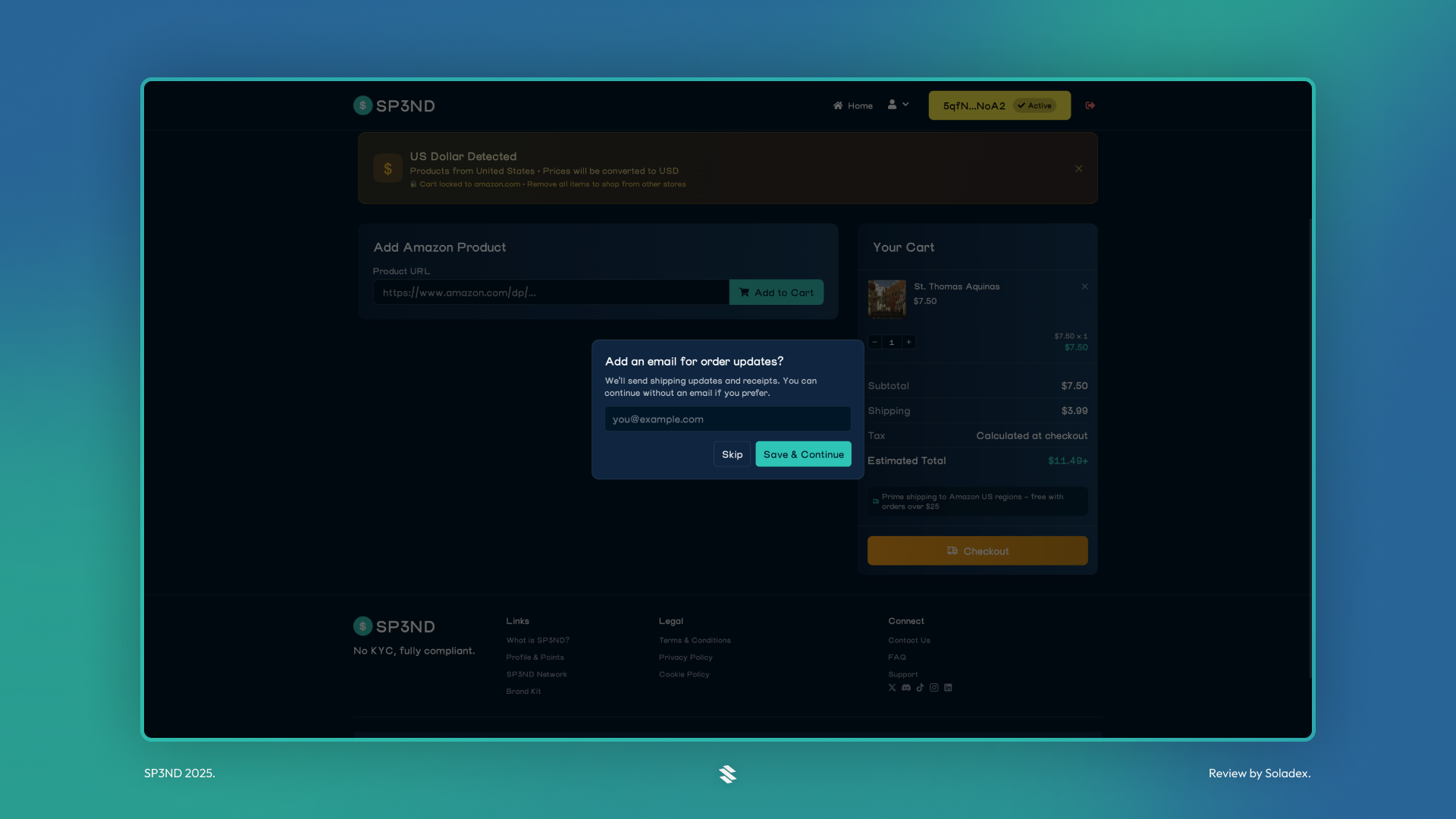 Prompt asking the user if they want to receive shipping alerts
