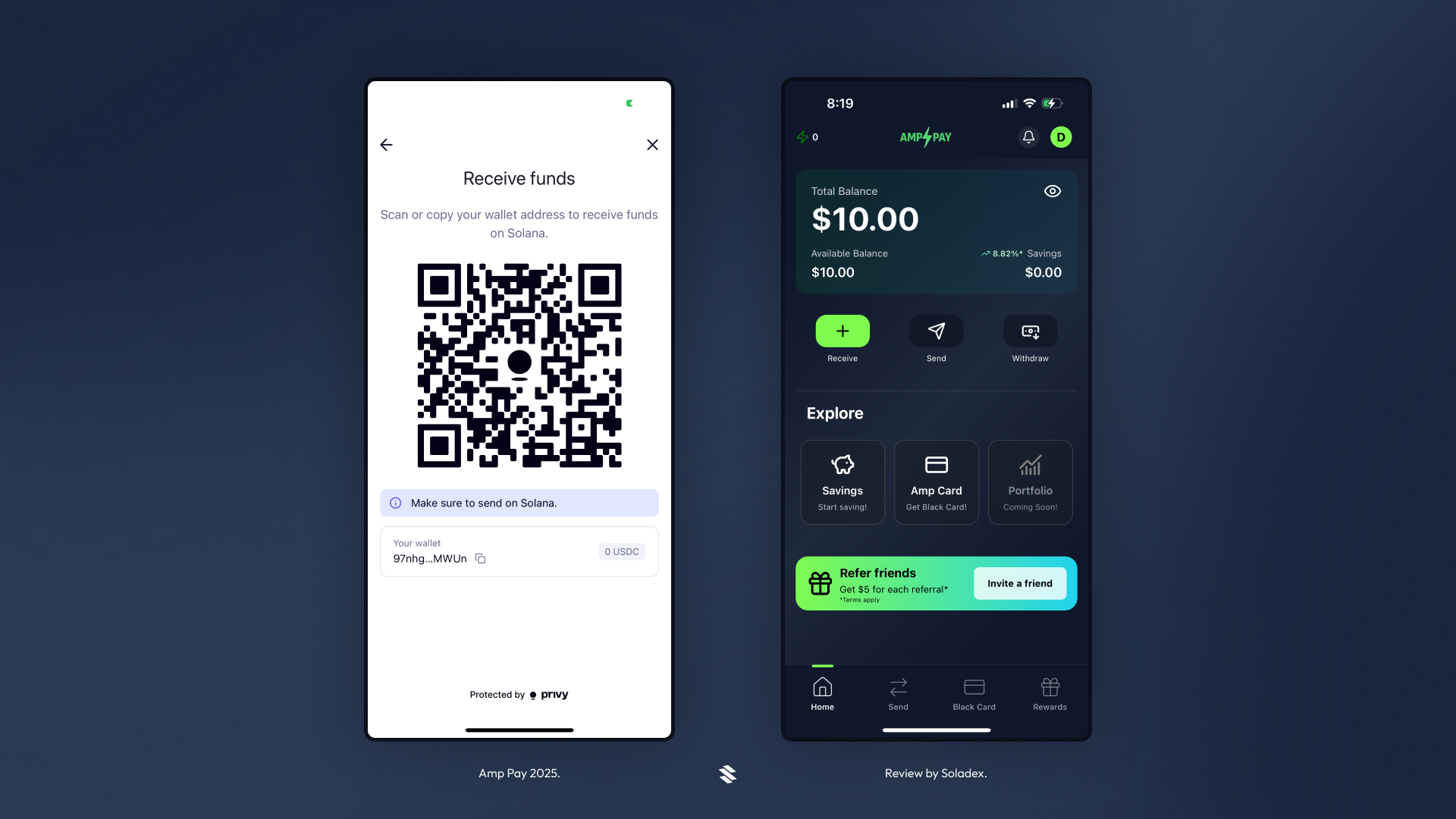 Receiving tokens in the Amp Pay app