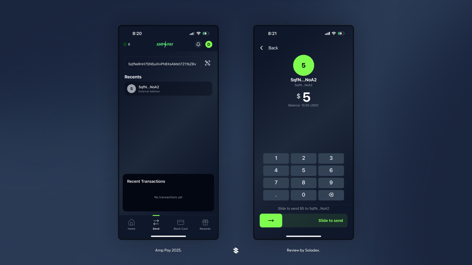 Sending tokens from the app