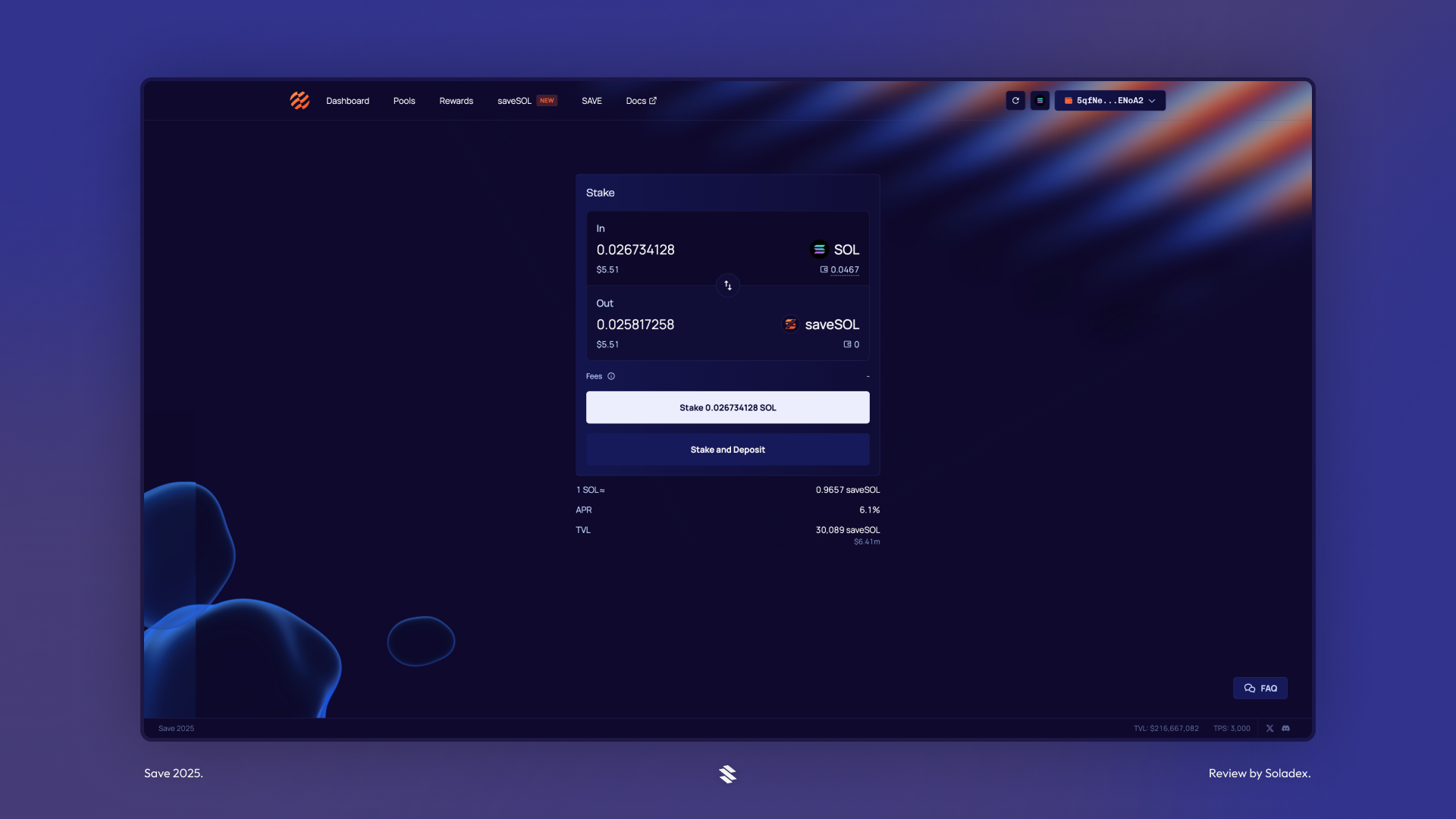 Swapping SOL to saveSOL (LST)