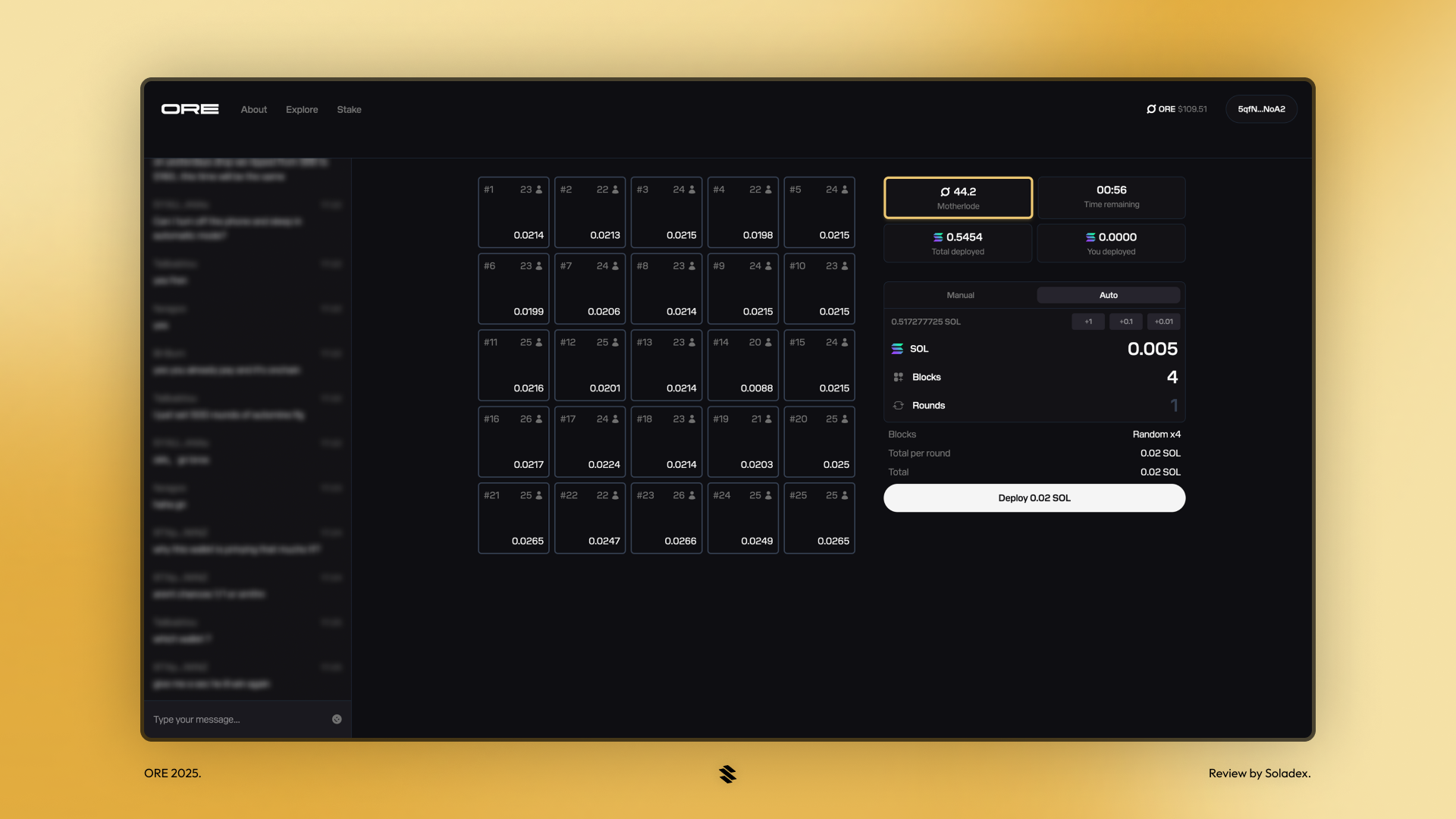 Deploying SOL to mine ORE