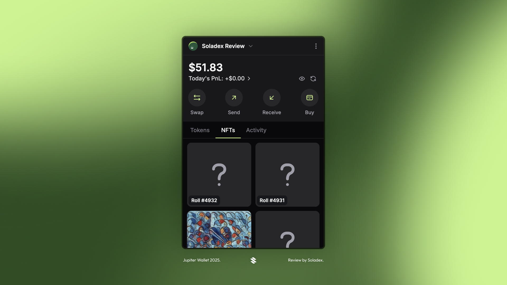 Viewing NFTs on Jupiter Wallet