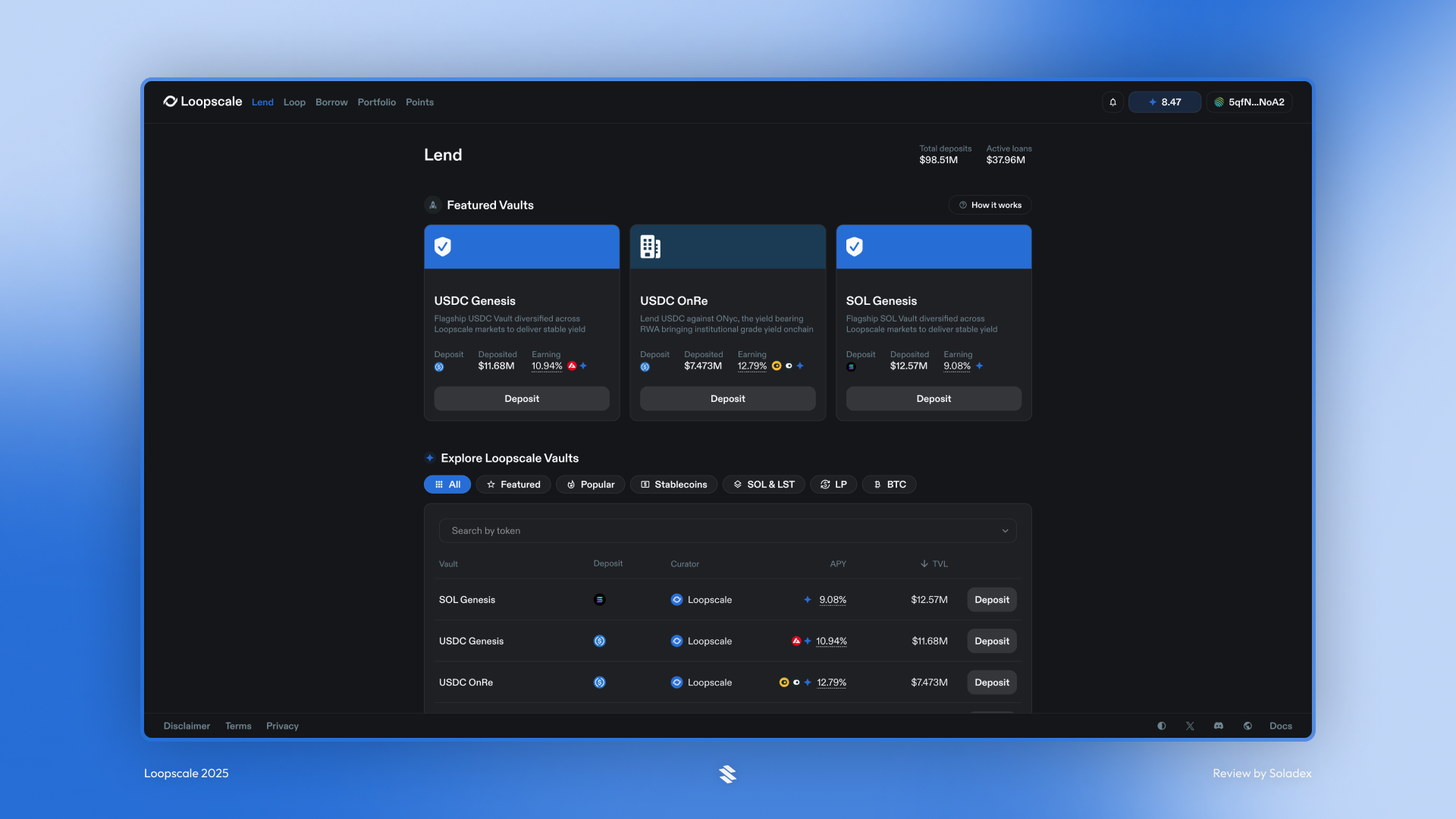Lending USDC on Loopscale