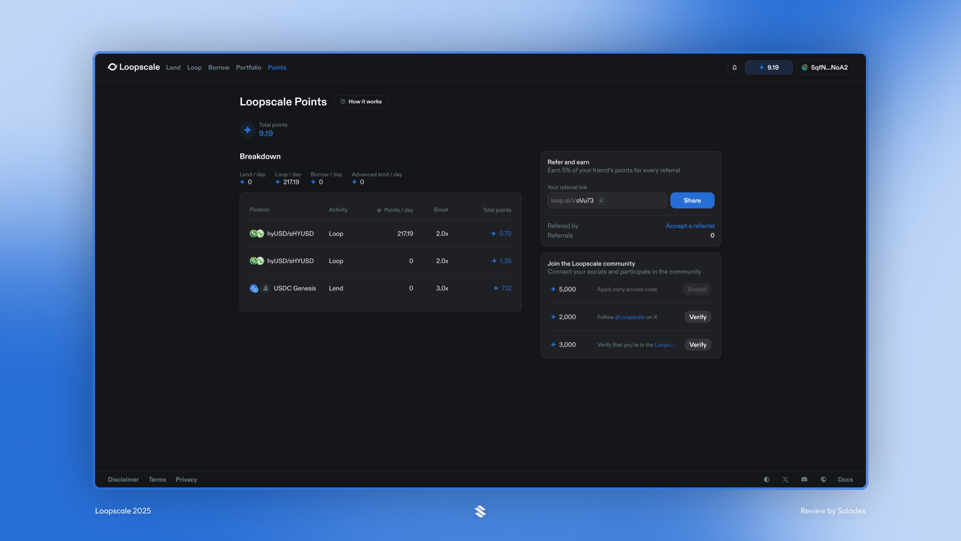 Exiting a loopscale position