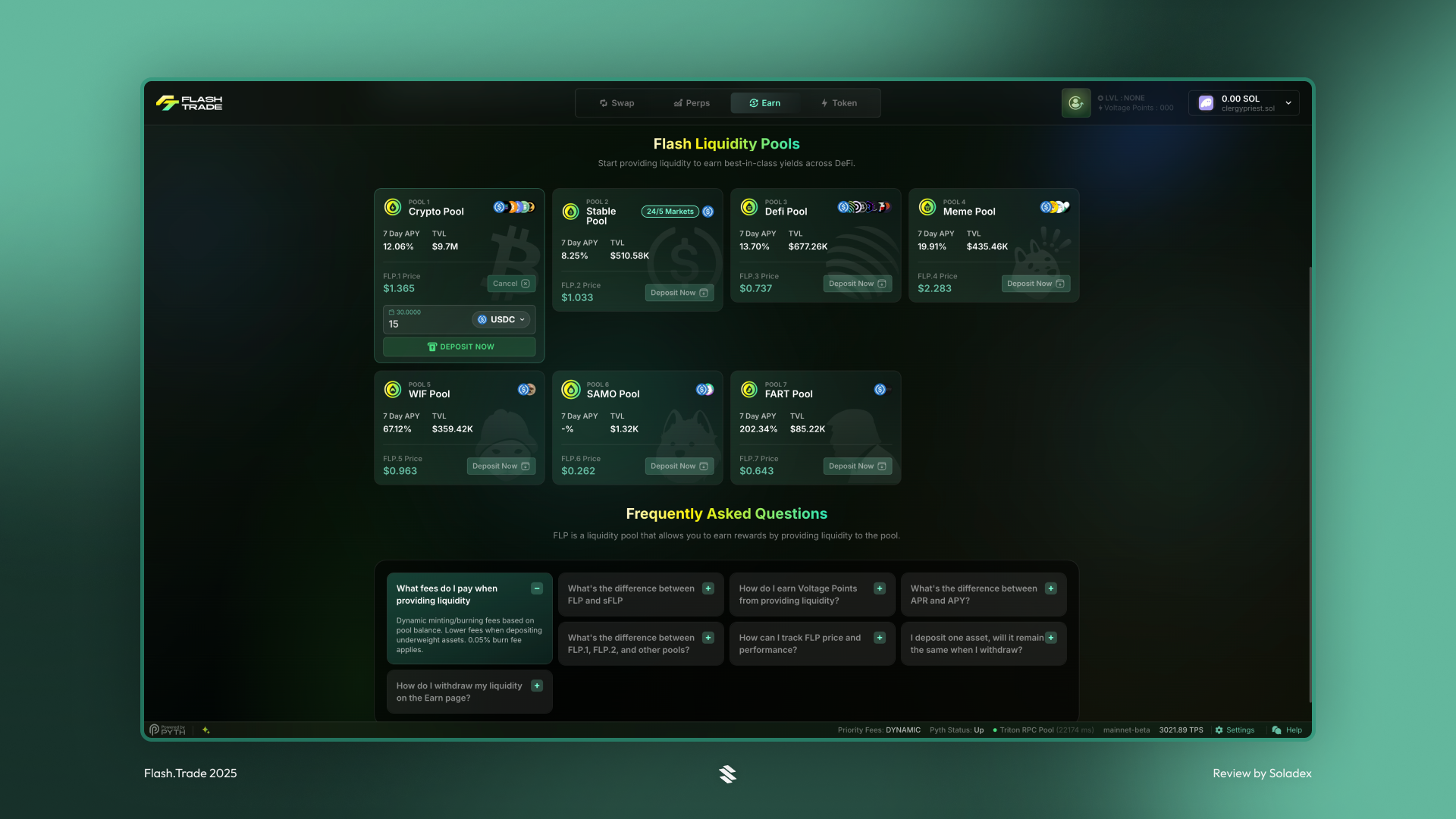 Earning yield by providing liquidity to Flash.Trade