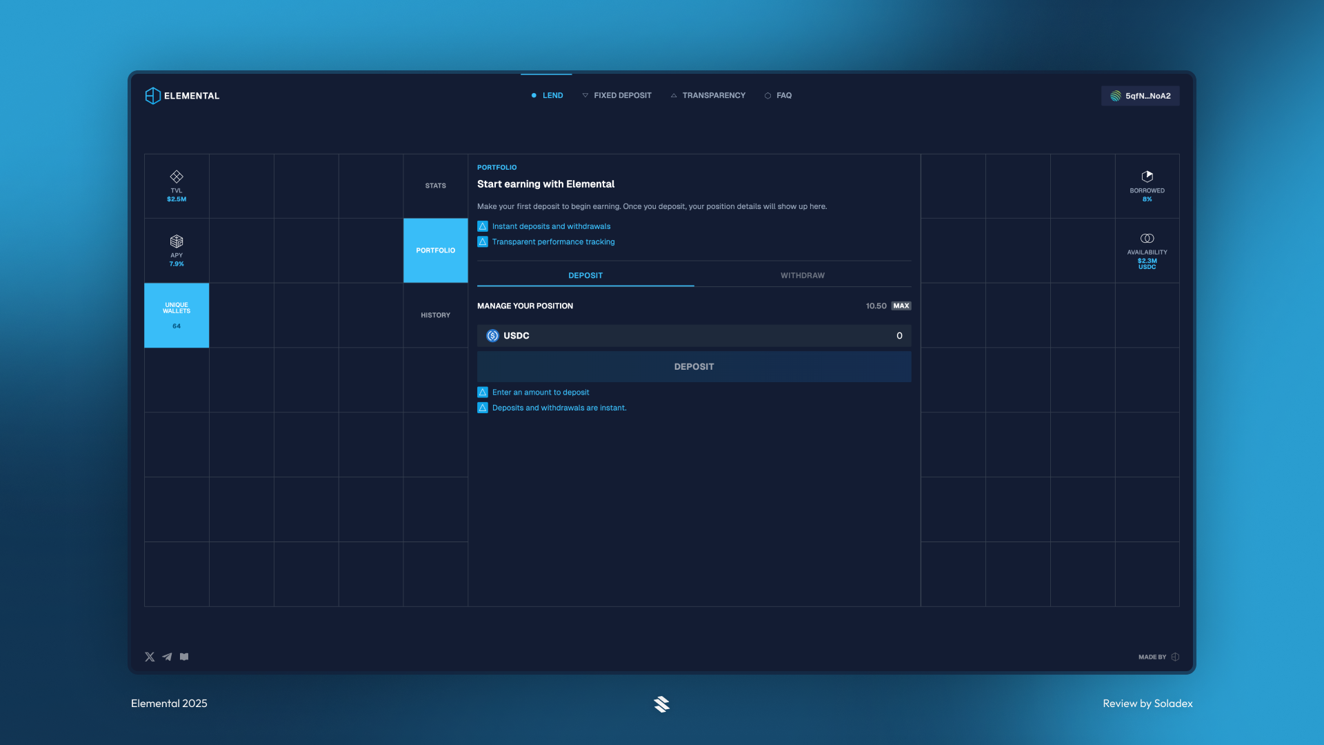 Depositing and earning with USDC deposits
