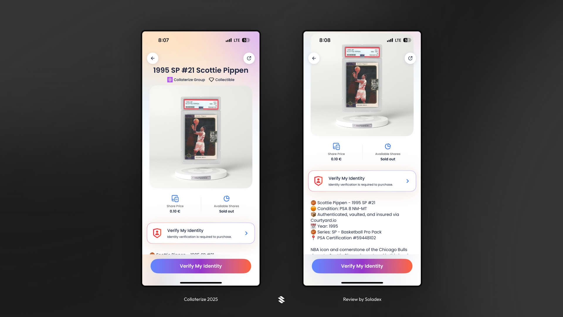 An example of a Scottie Pippen card on the marketplace