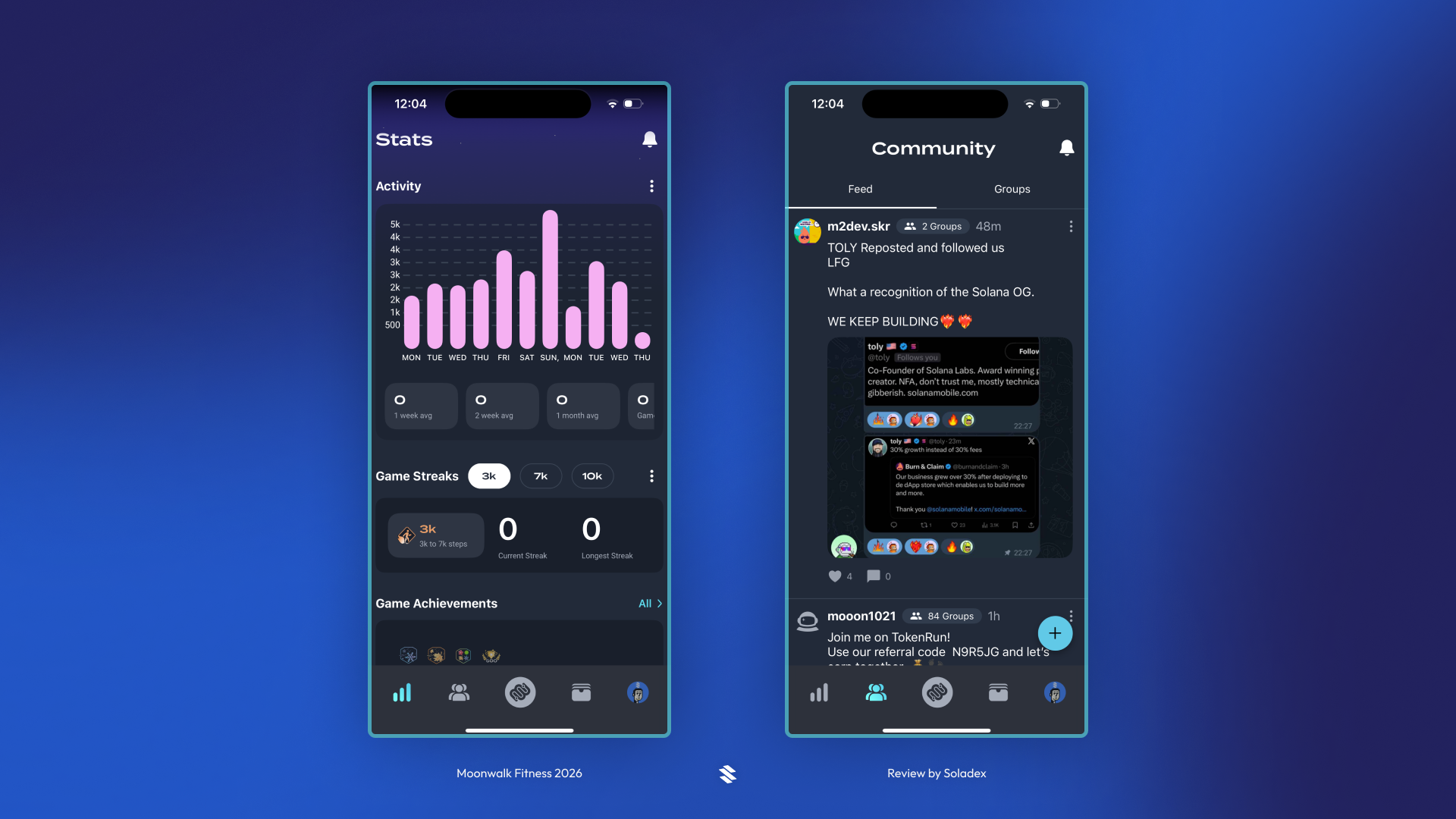 Tracking daily steps inside the Moonwalk app