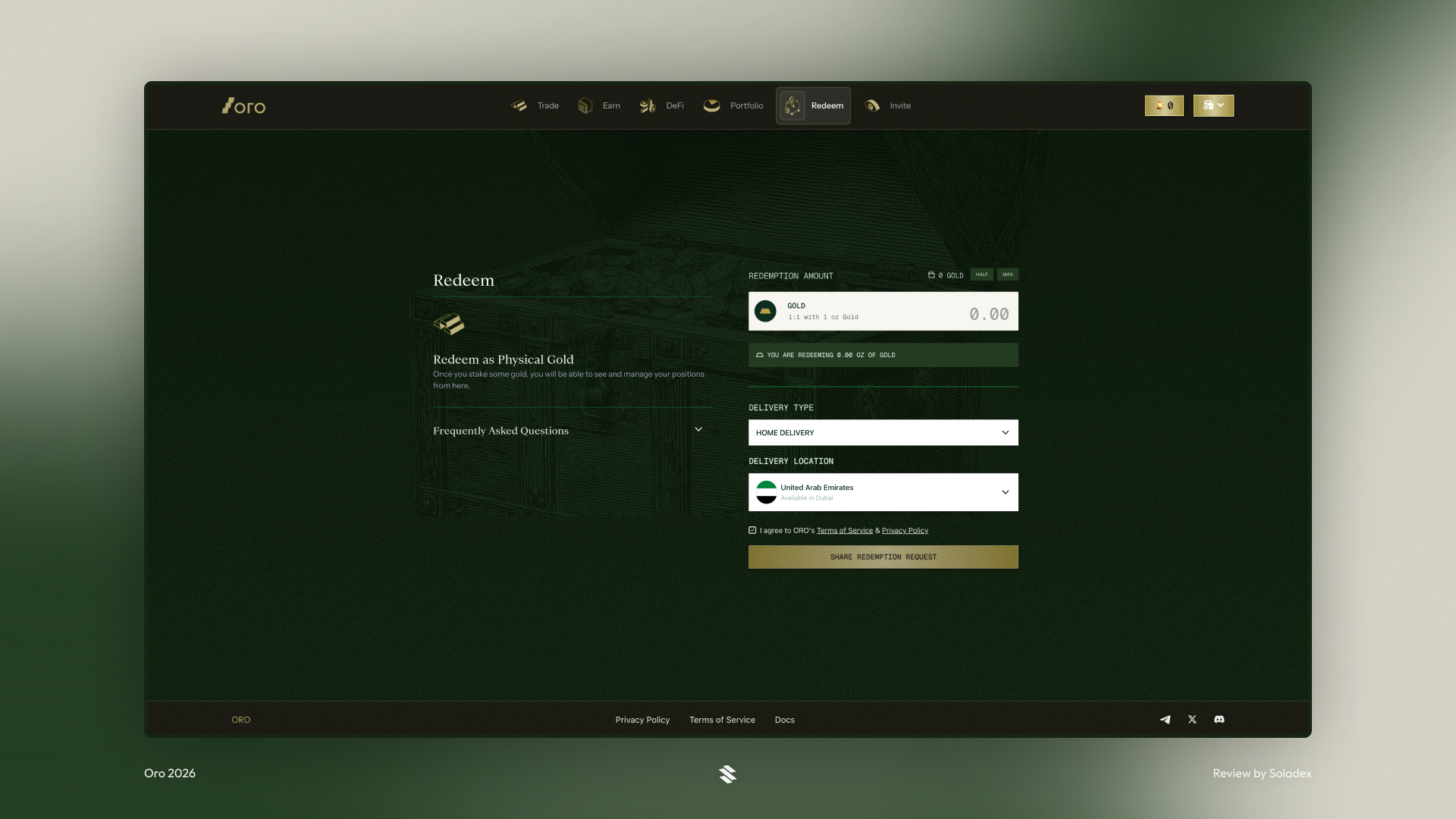 Oro Finance allows you to redeem your GOLD tokens for physical gold anywhere in the world