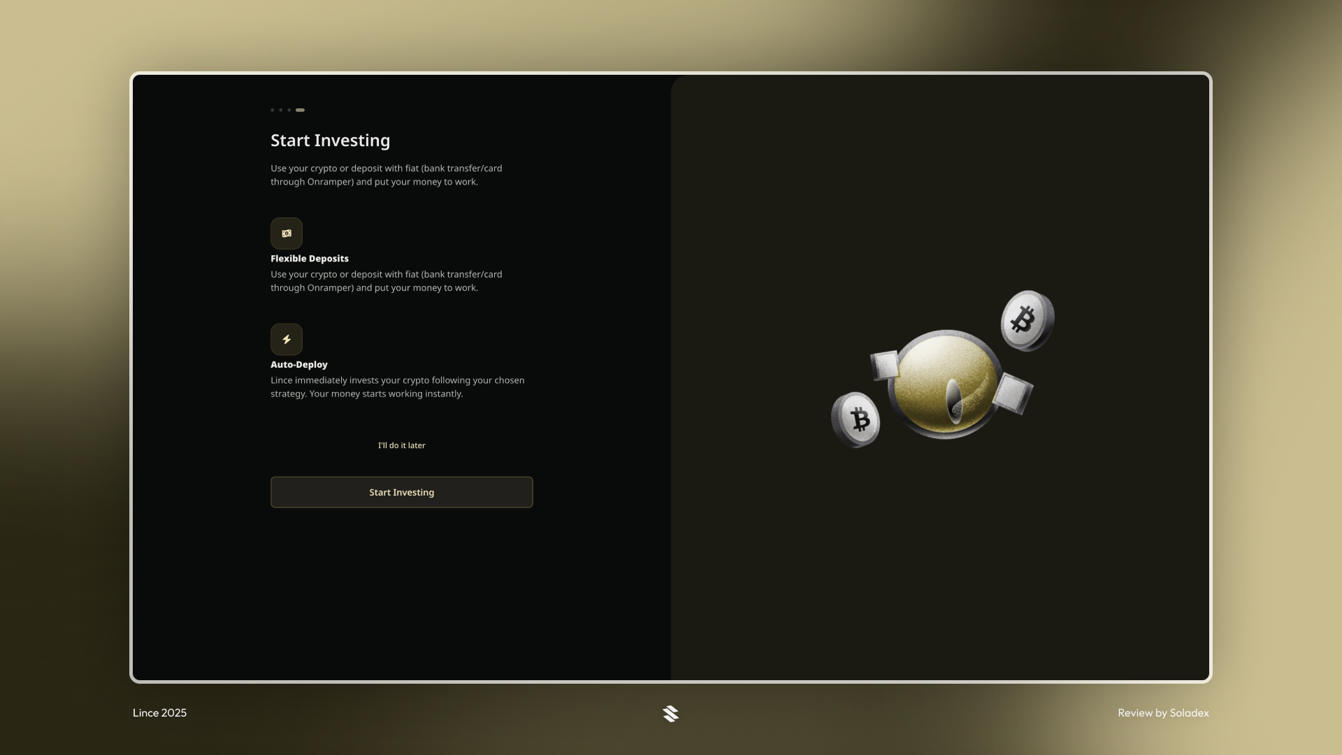 The start investing screen on Lince