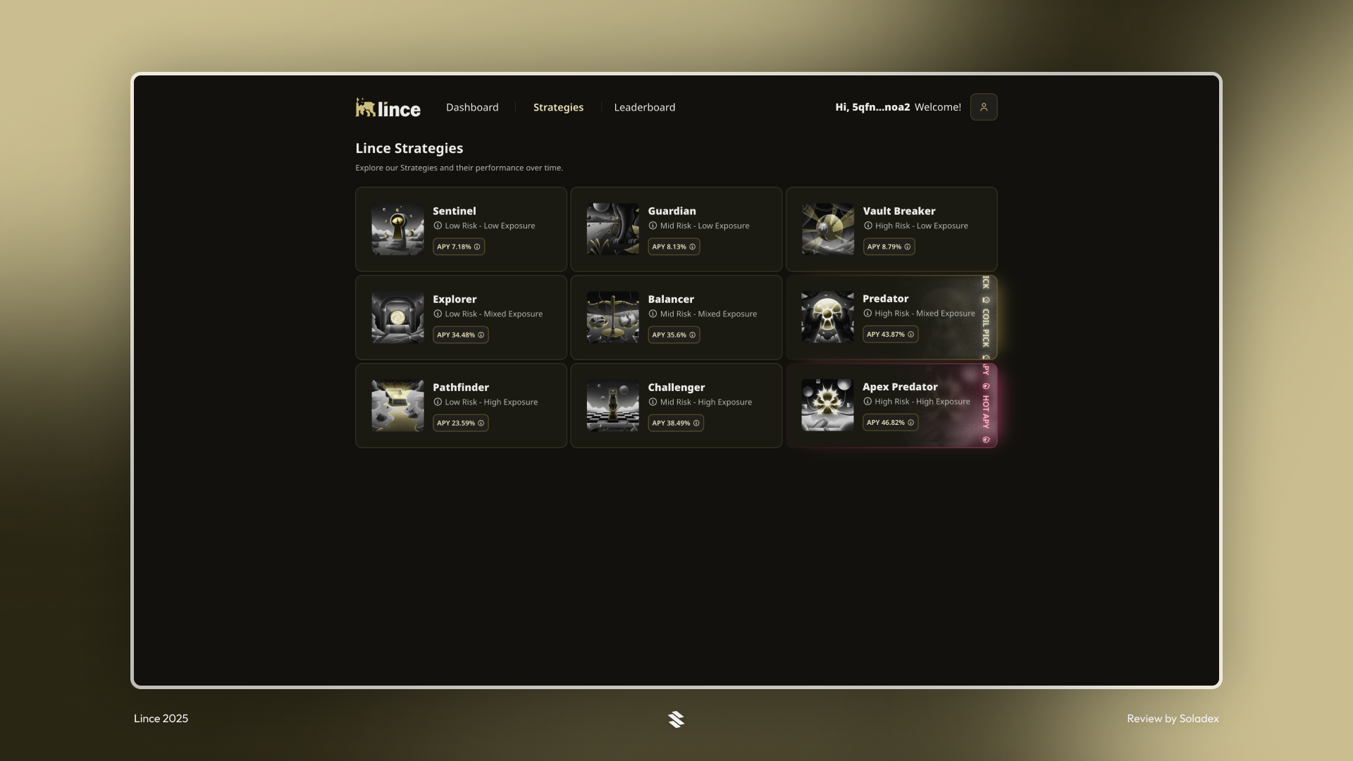 Different Lince strategies to choose from