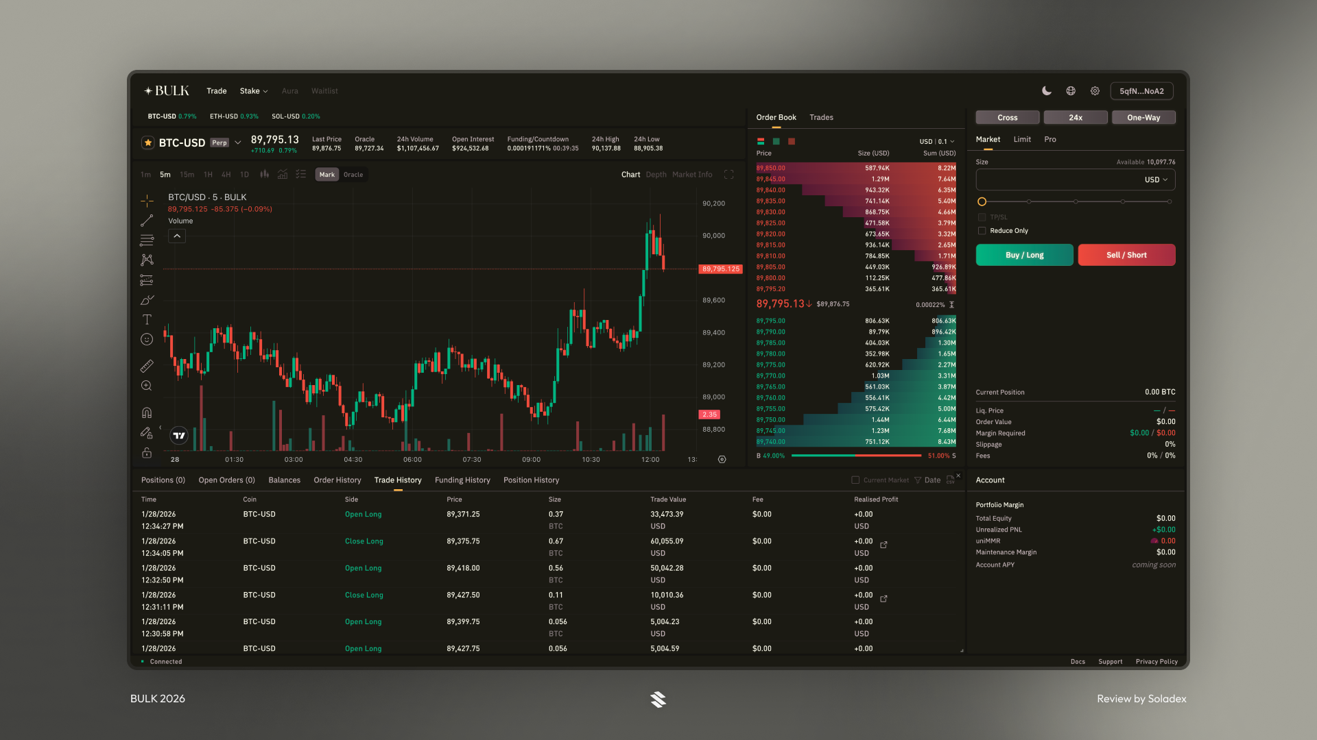 Viewing trade history on BULK