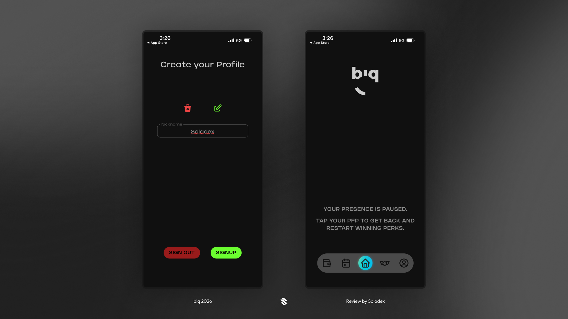 Creating a profile on the biq app.