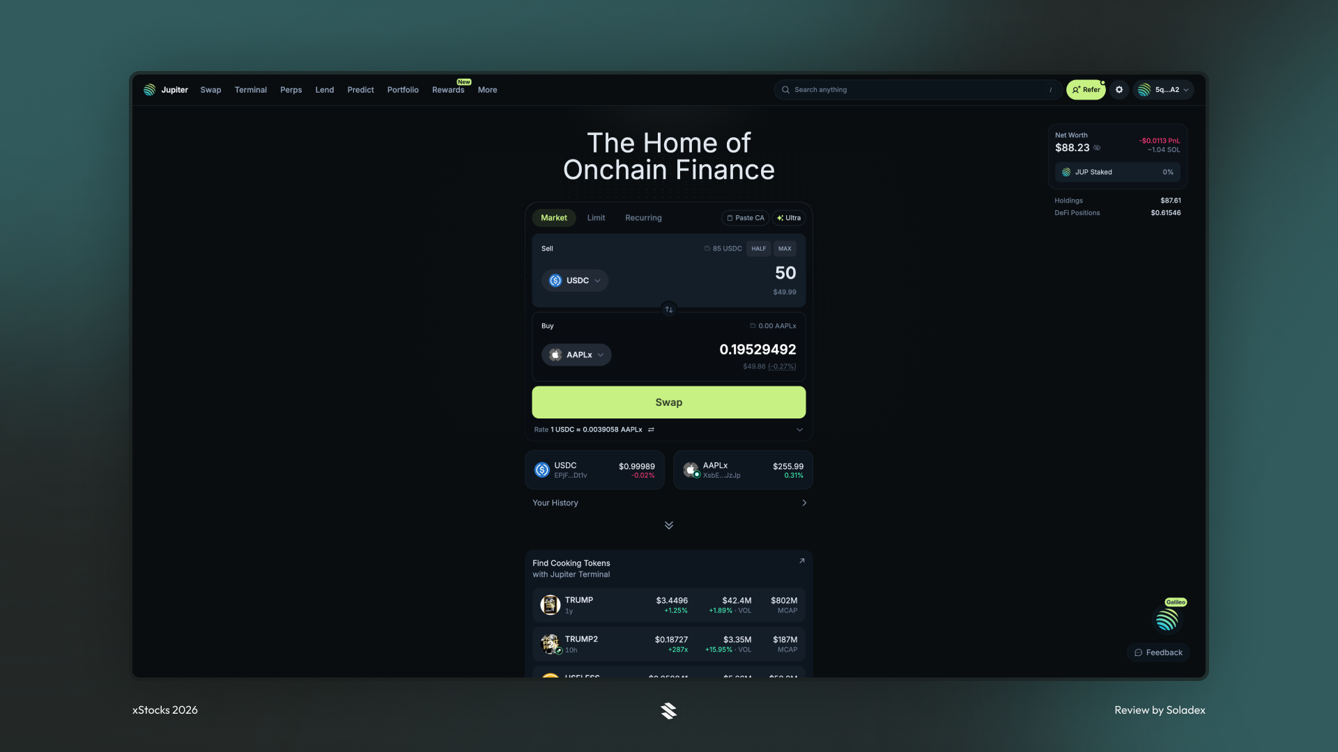 Buying xStocks on Jupiter with USDC