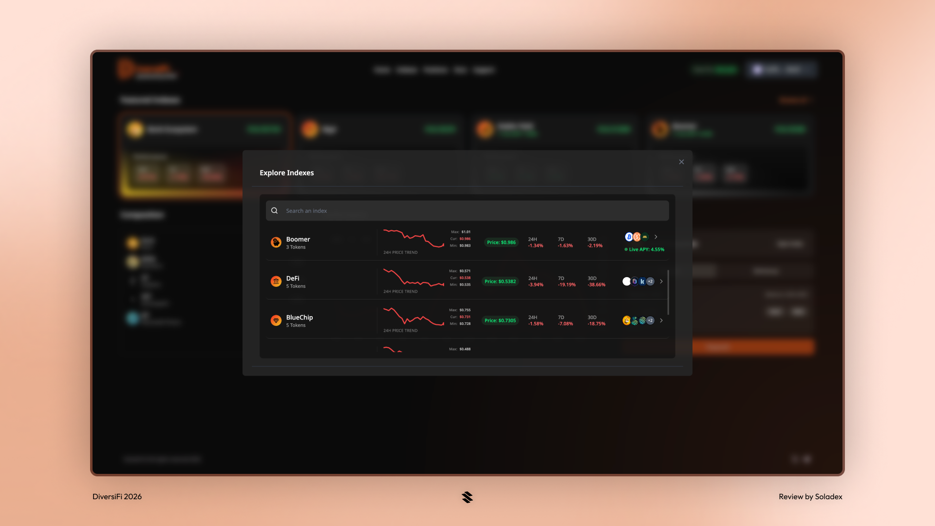 Exploring various indexes offered by DiversiFi