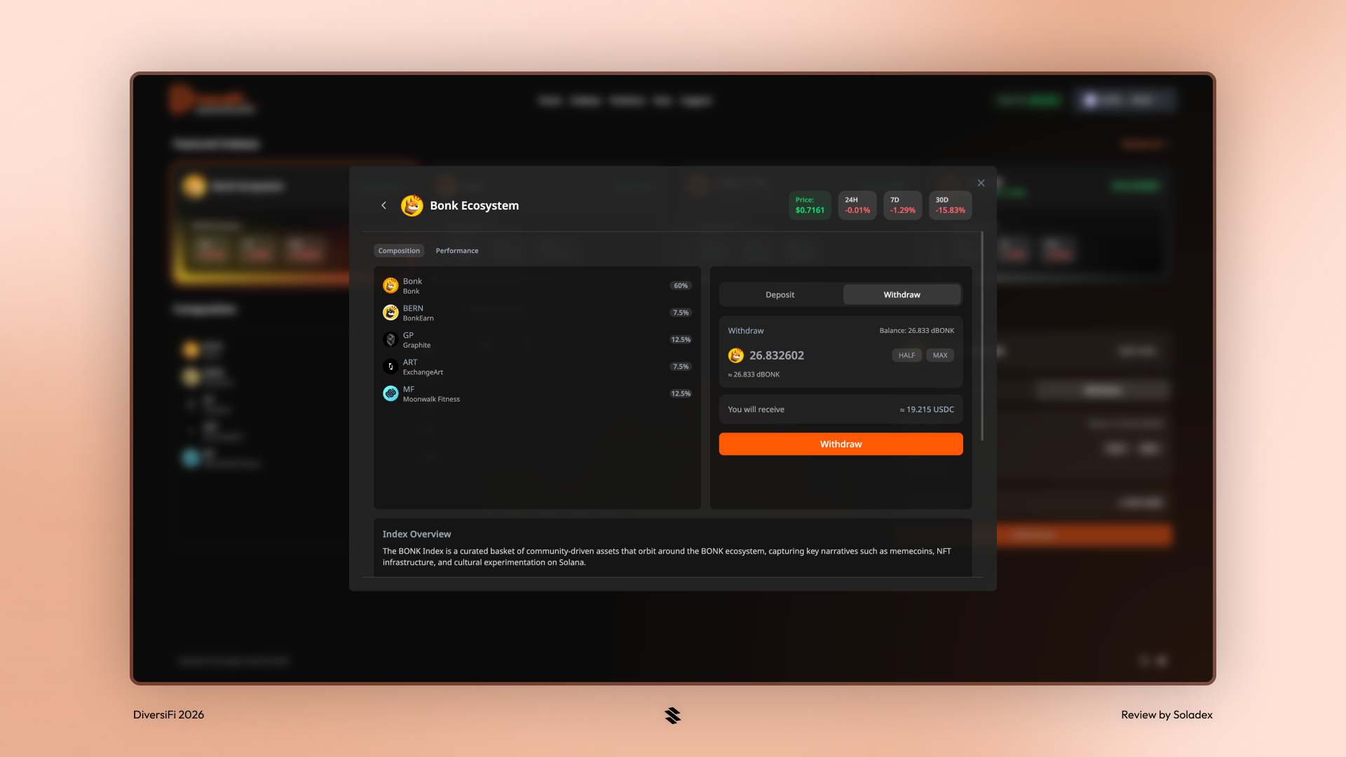 Withdrawing from the dBONK ecosystem token collection (in USDC)