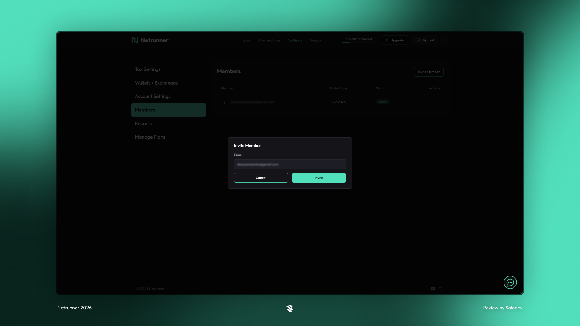 The invitation confirmation screen shown when inviting a new member.