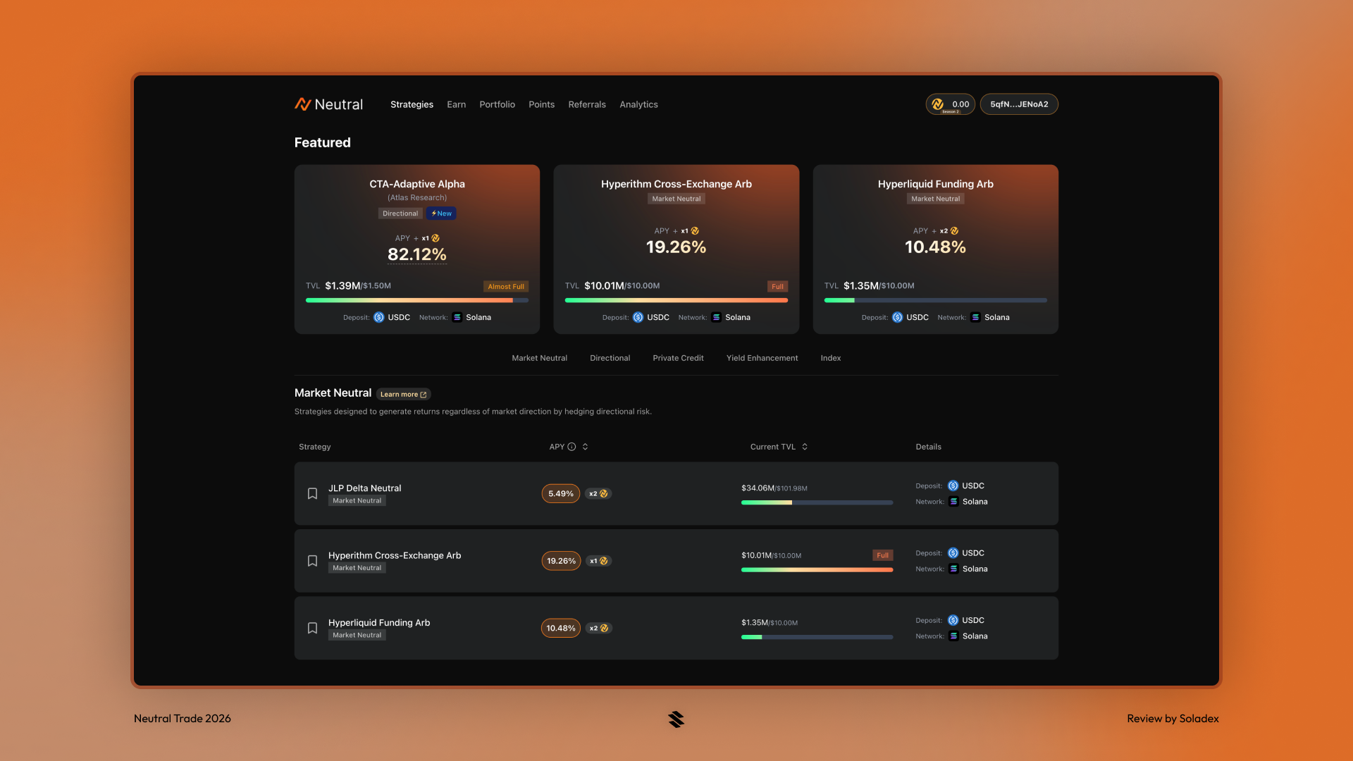 Some of the featured pools on Neutral Trade including JLP pools