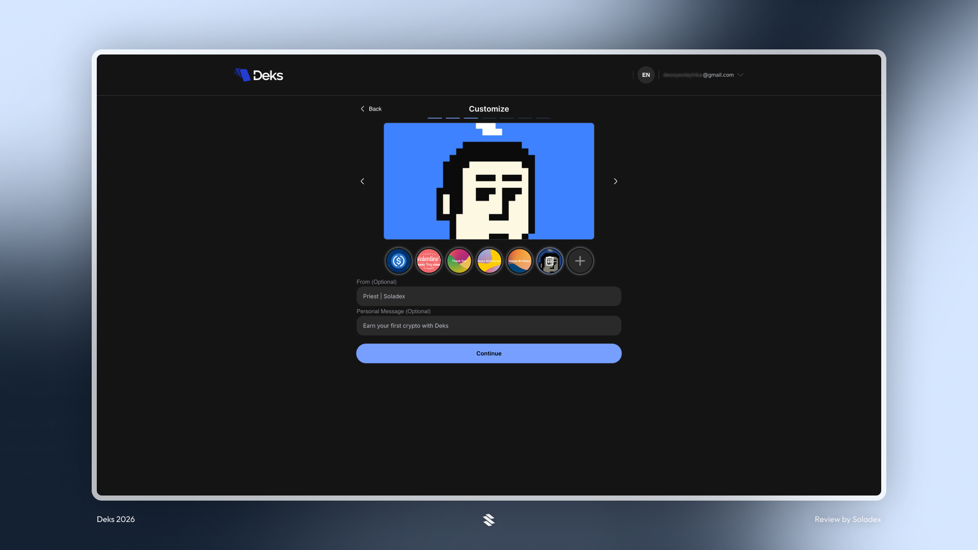 Personalizing a user profile on Deks